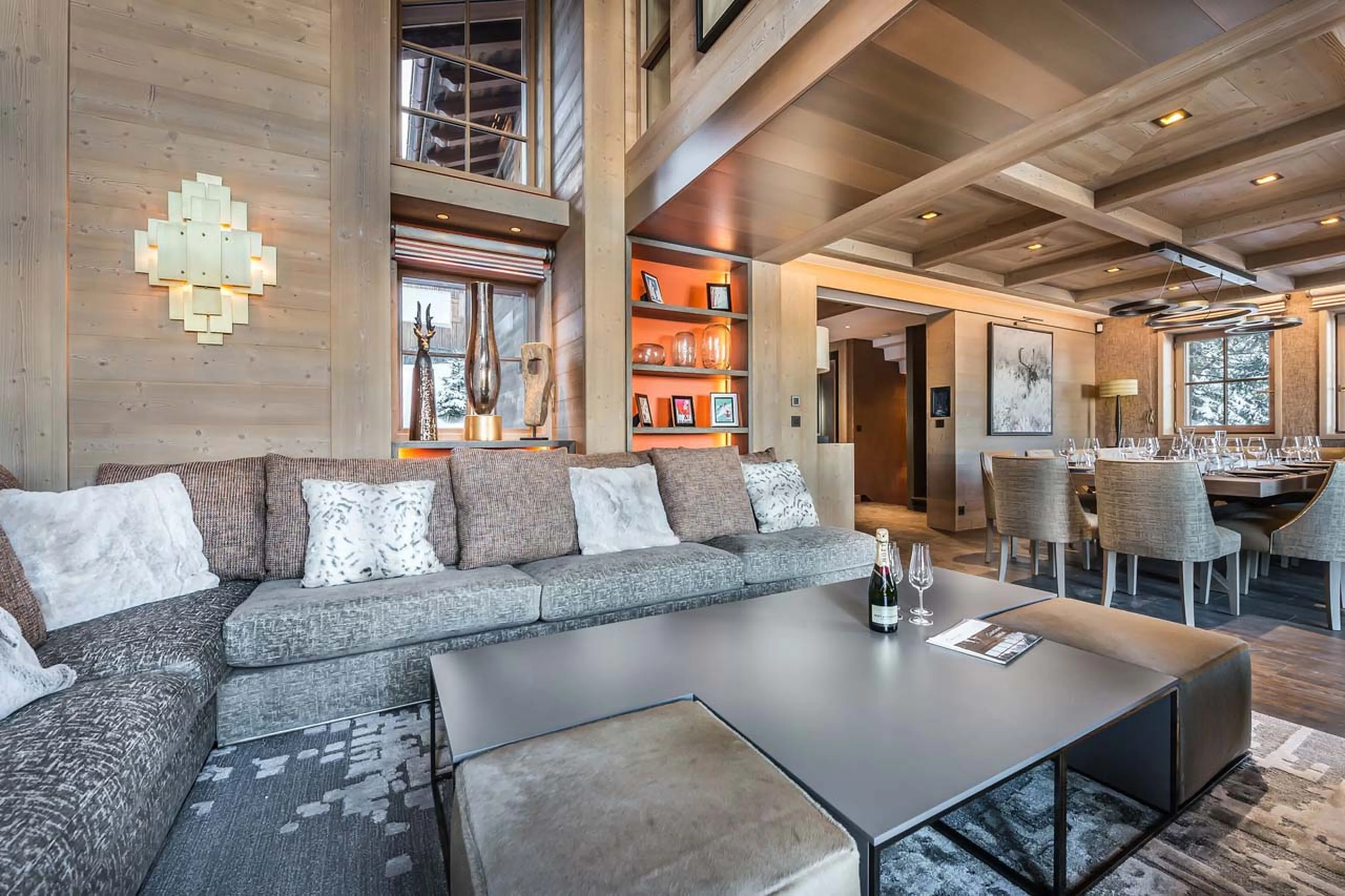 Living and dining area at Chalet Elixir in Courchevel 1850