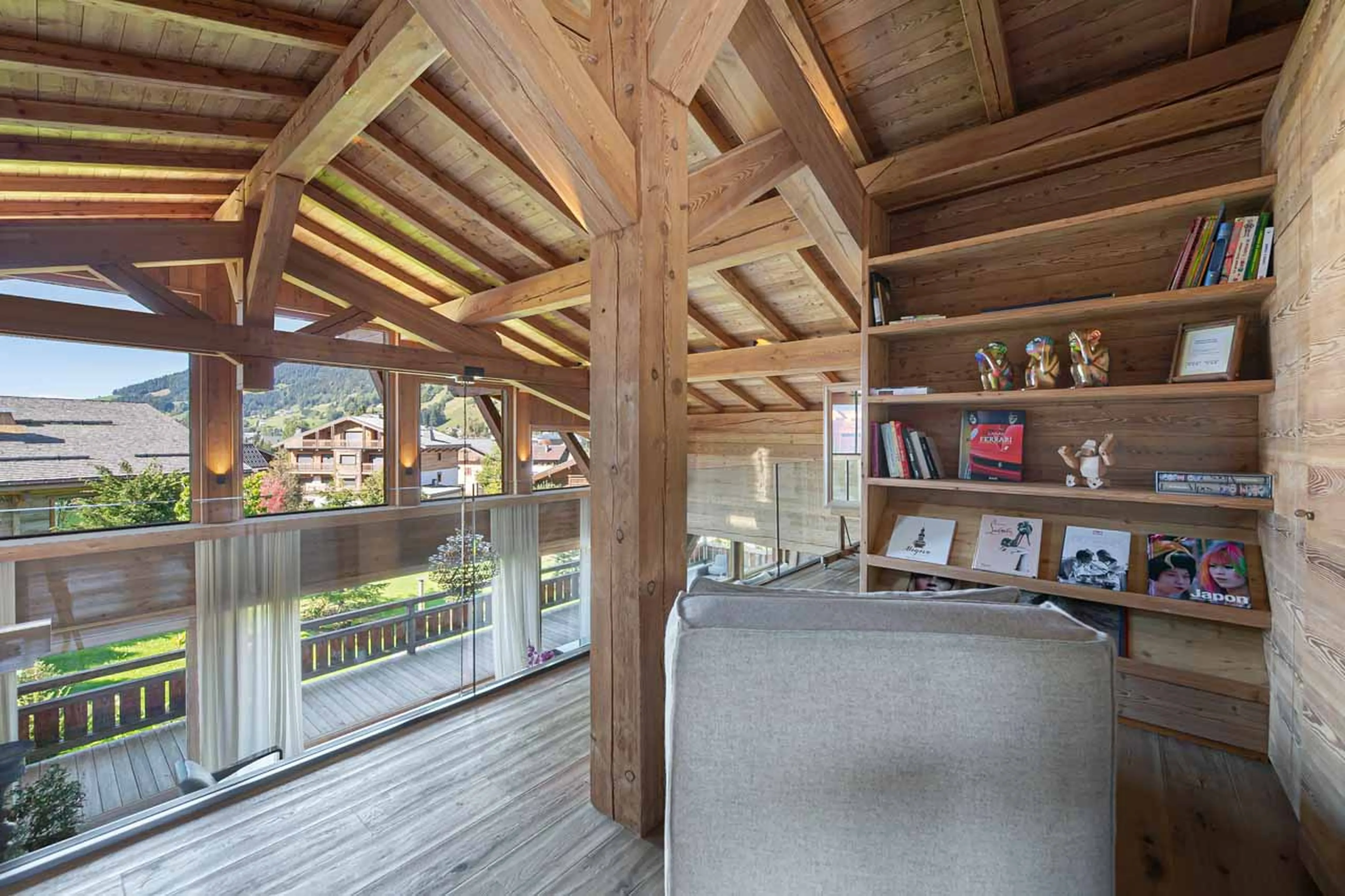 Library corner at Chalet Eraldo in Megeve