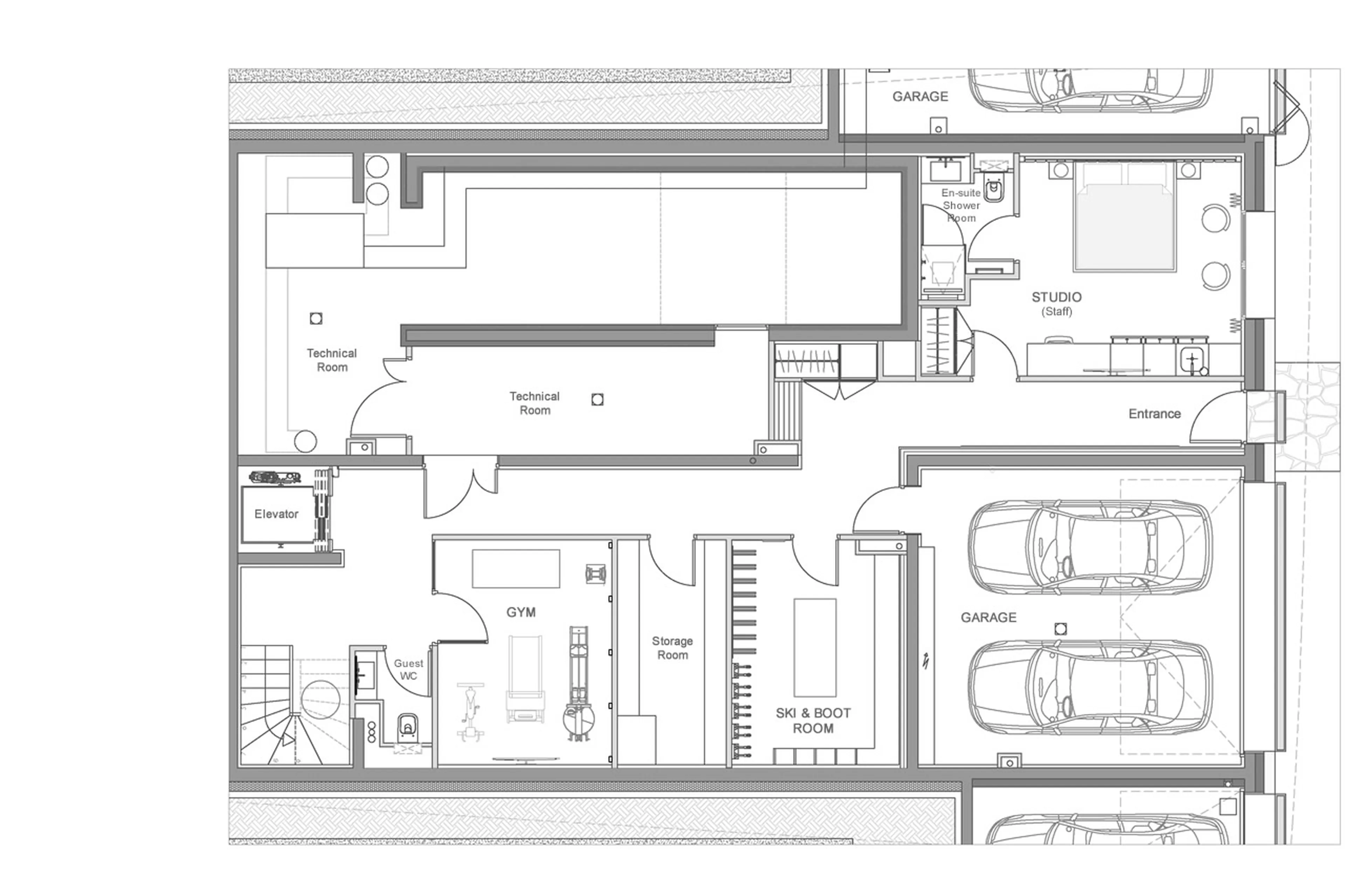 Level 0 floor plan of Chalet Escapade in St Martin de Belleville