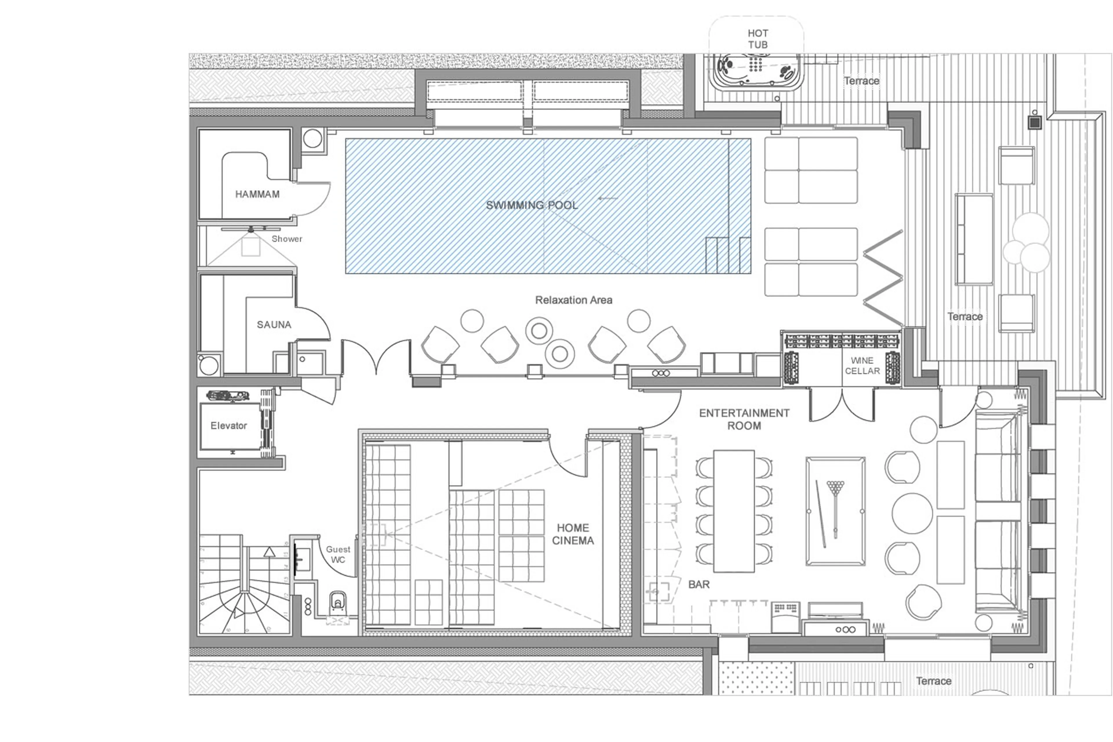 Level 1 floor plan of Chalet Escapade in St Martin de Belleville