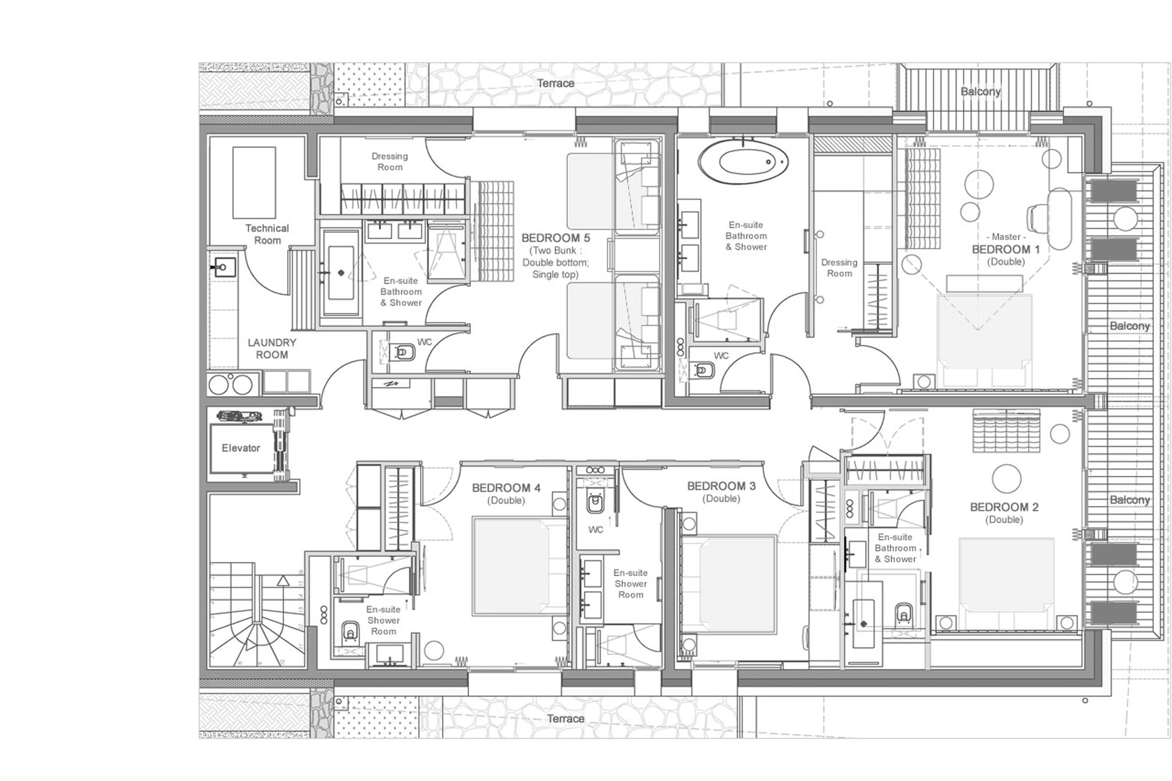 Level 2 floor plan of Chalet Escapade in St Martin de Belleville