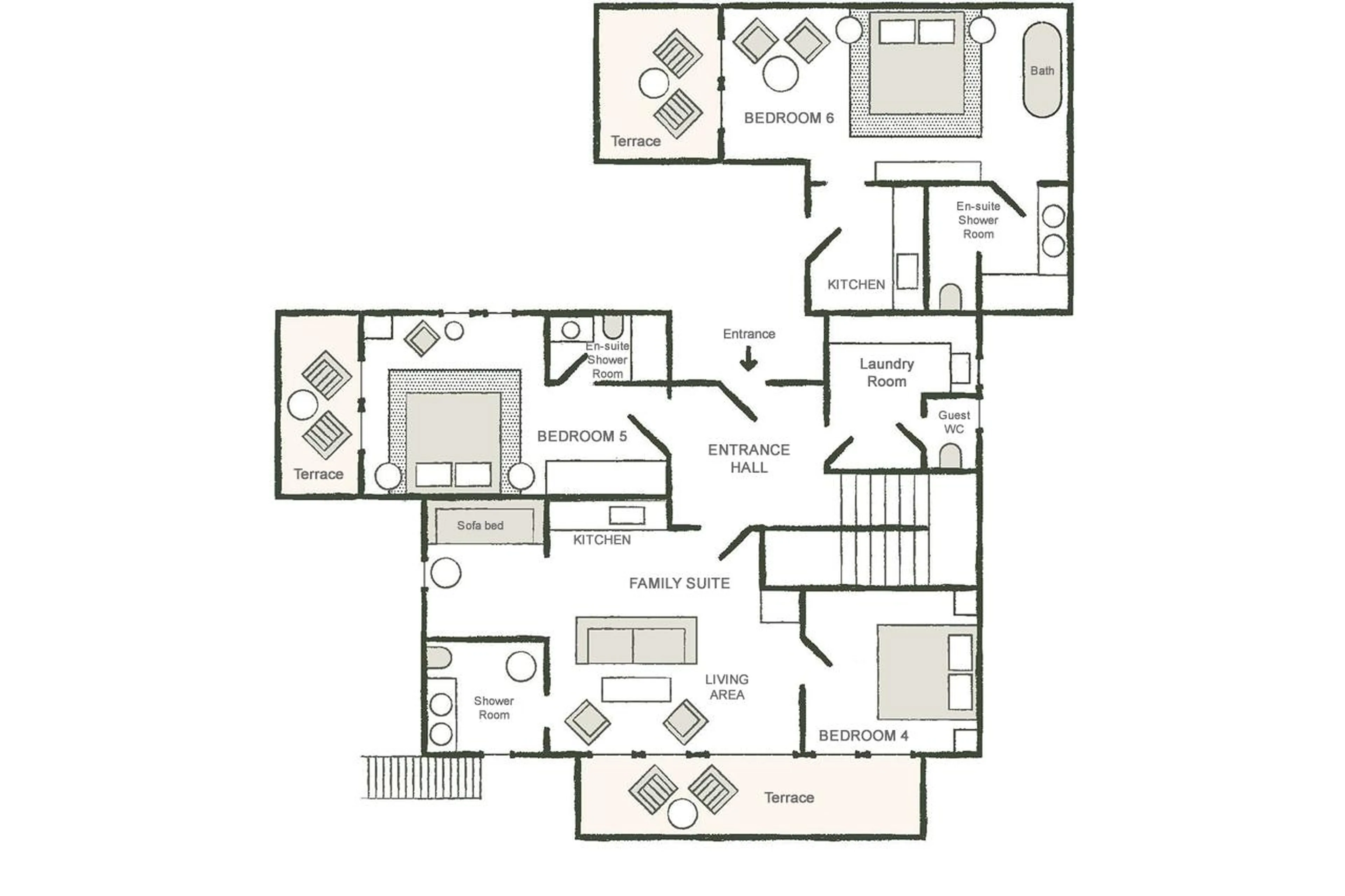 Level 0 floor plan of Chalet Eustache in Megeve