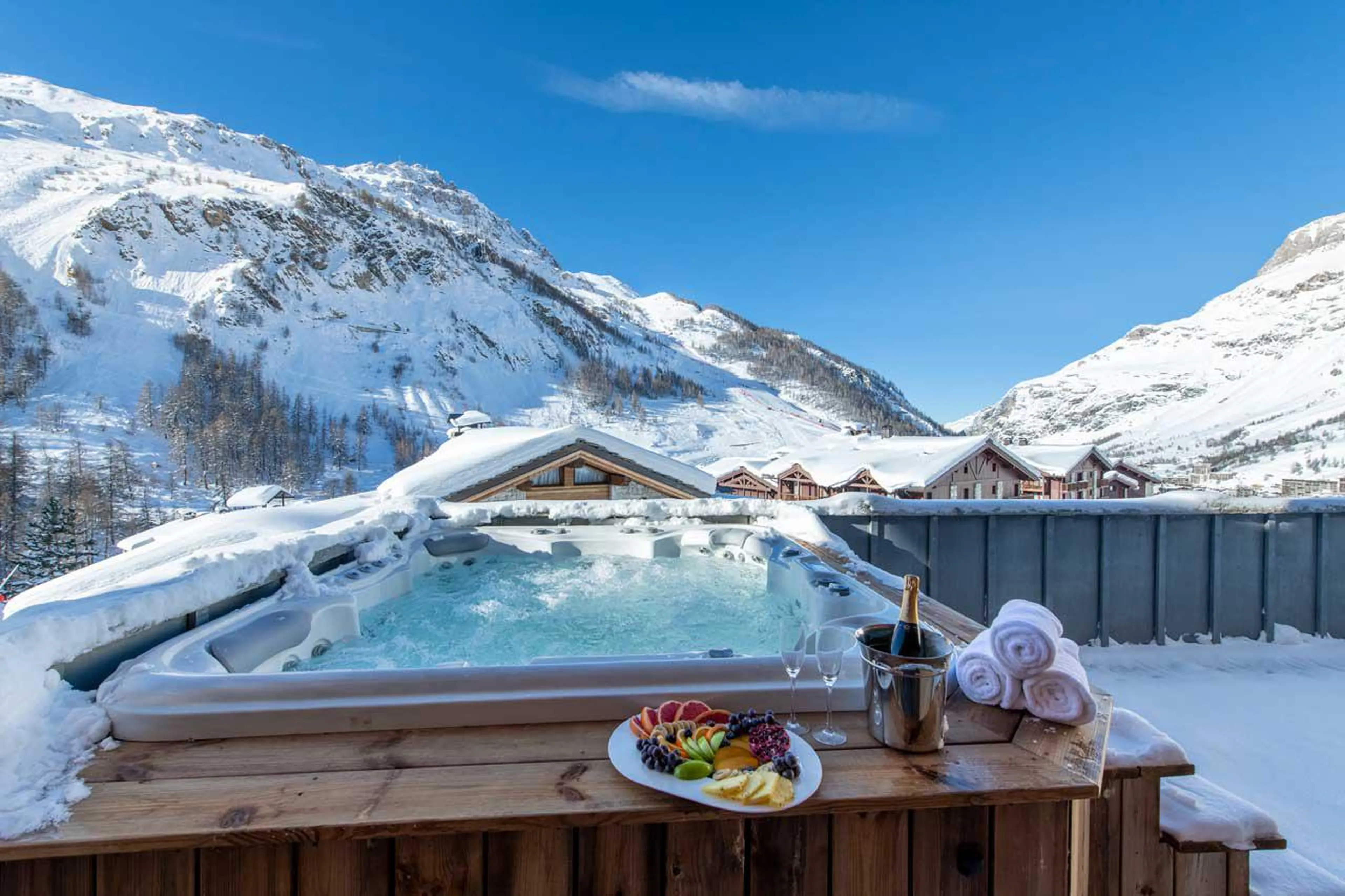Hot tub view at Chalet Face a Face in Val d'Isere