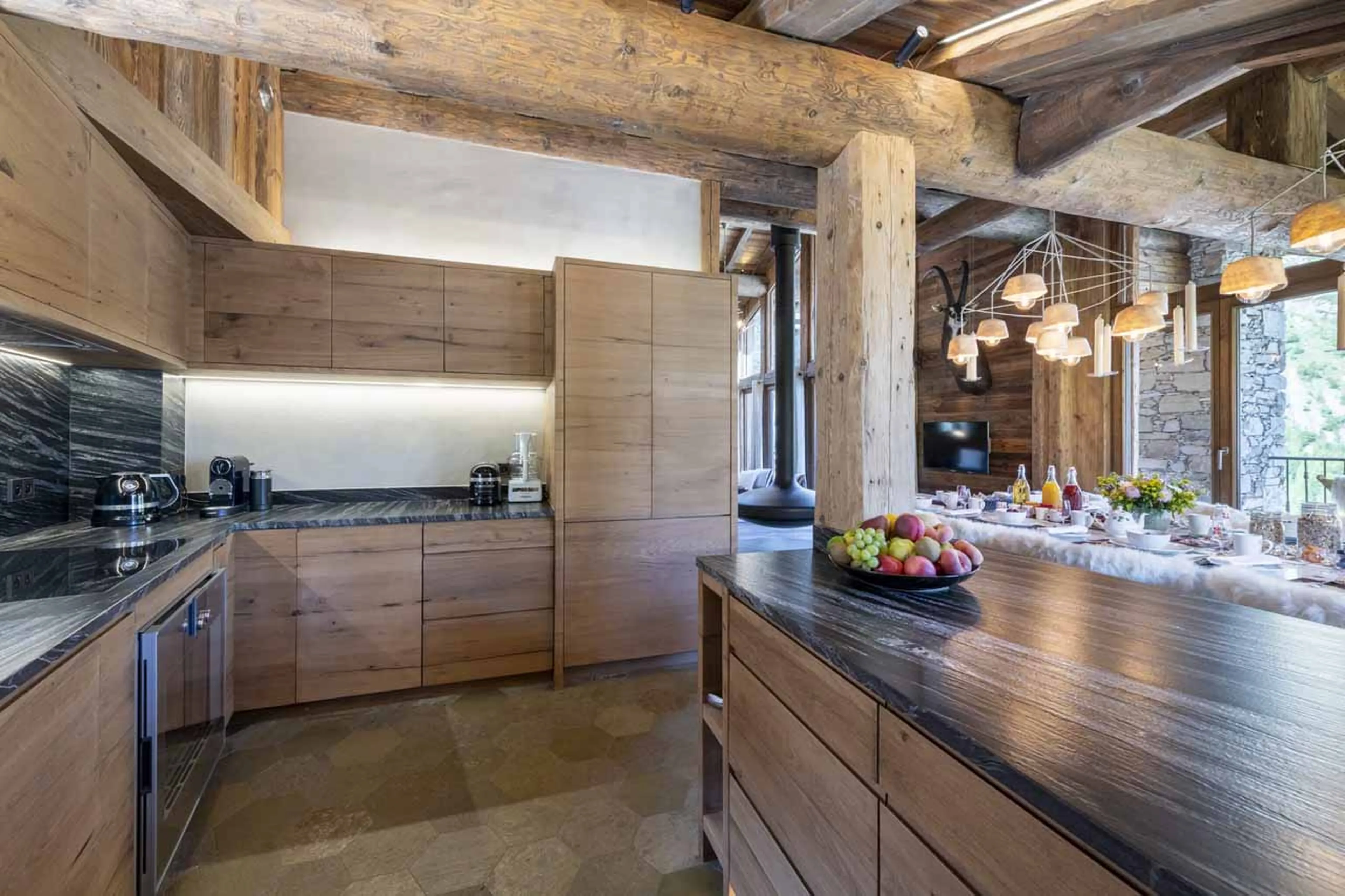 Kitchen at Chalet Face a Face in Val d'Isere