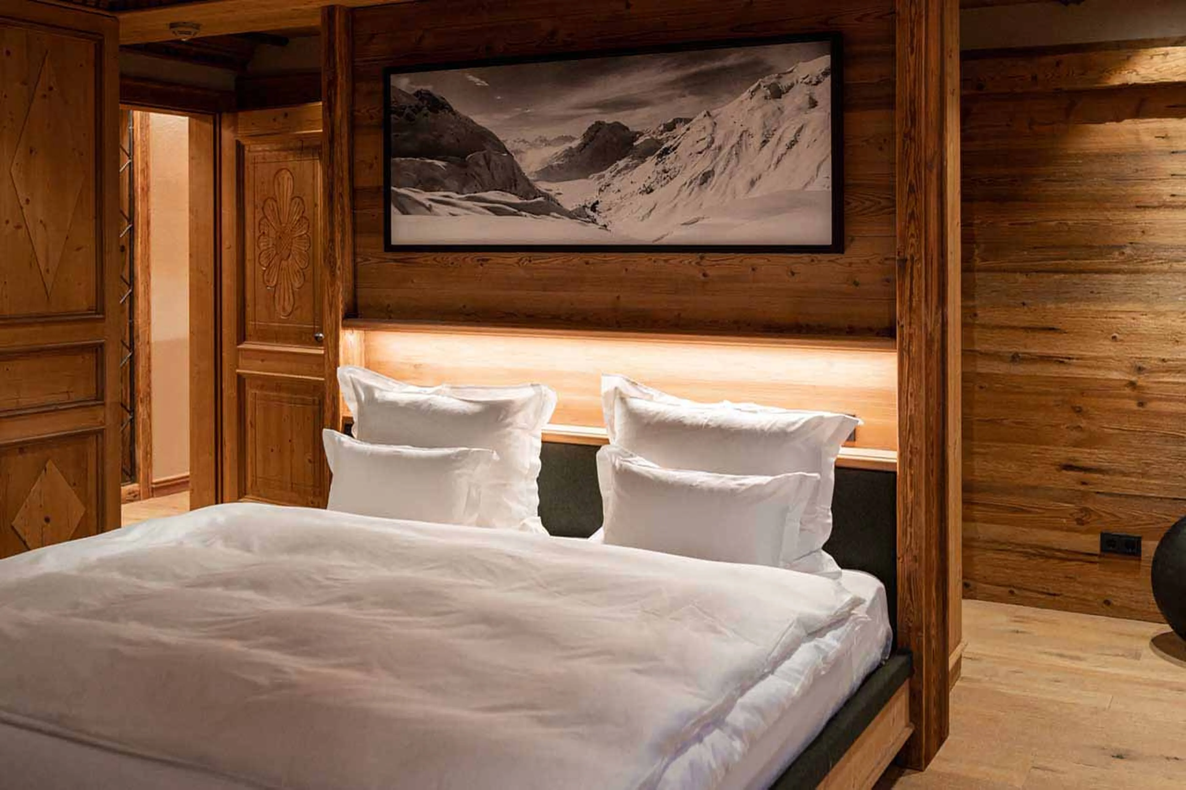 Terrace access from bedroom one at Chalet Falcon in Lech