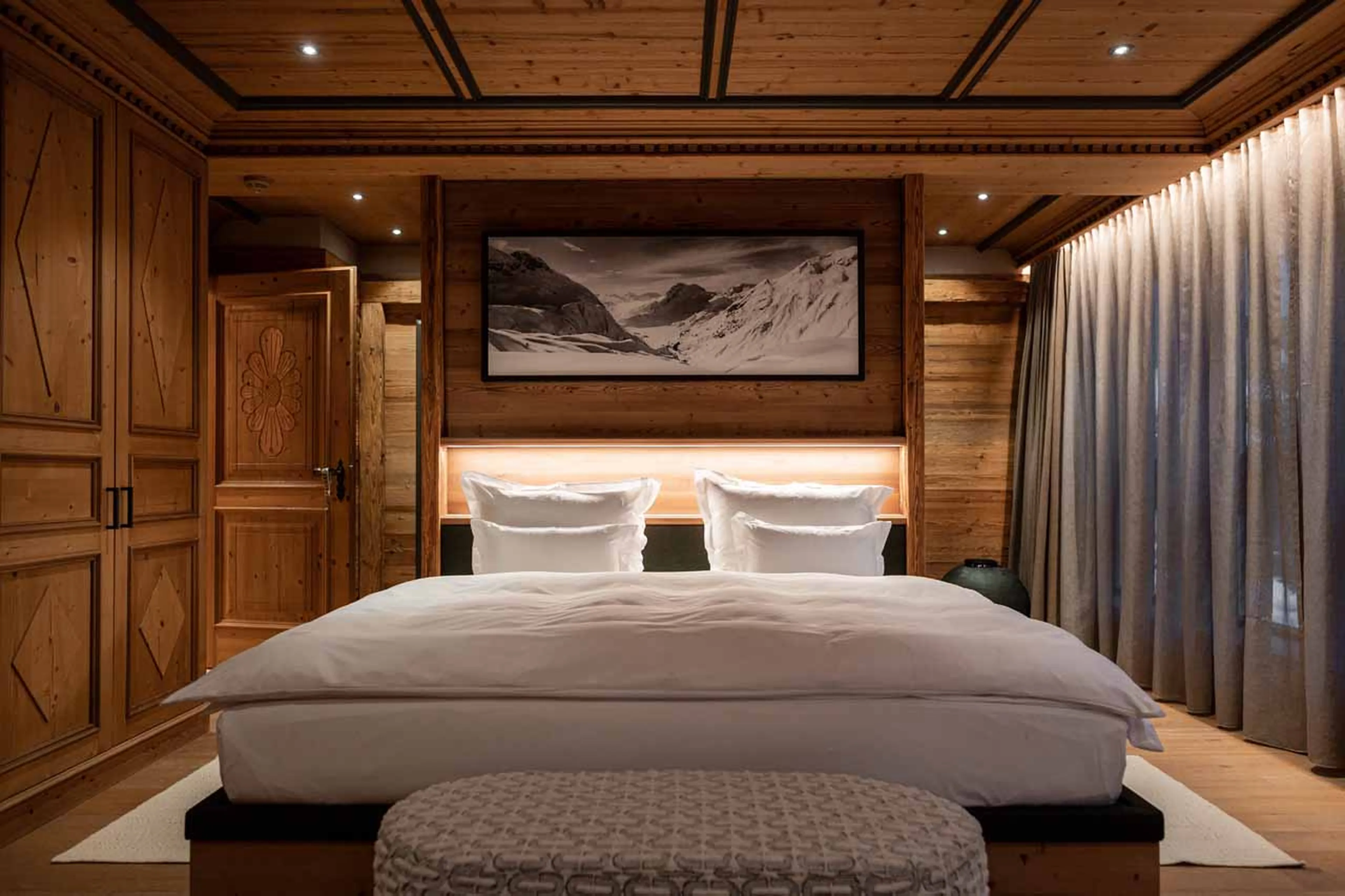 Bedroom one at Chalet Falcon in Lech