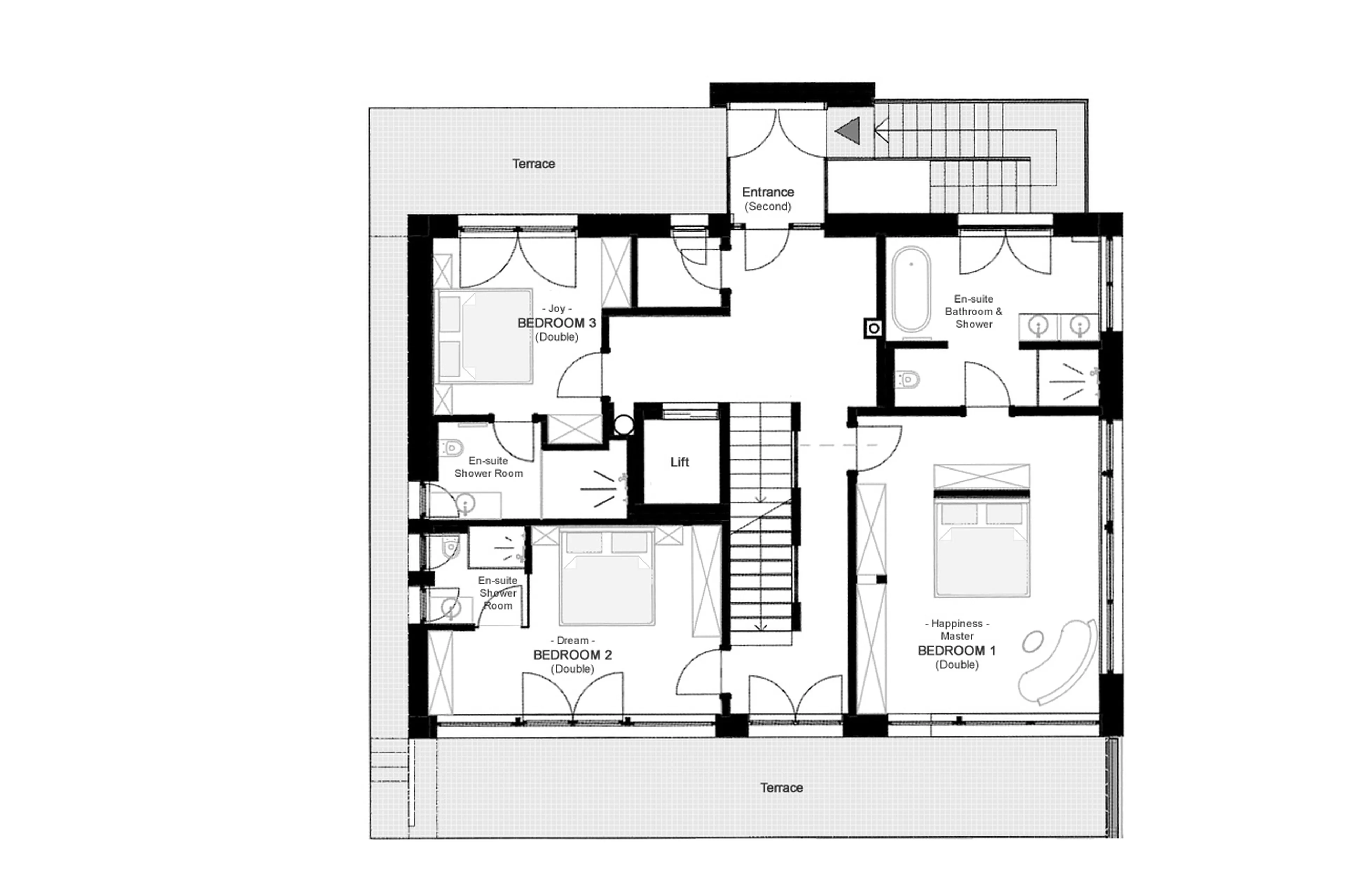 Level 1 floor plan of Chalet Falcon in Lech