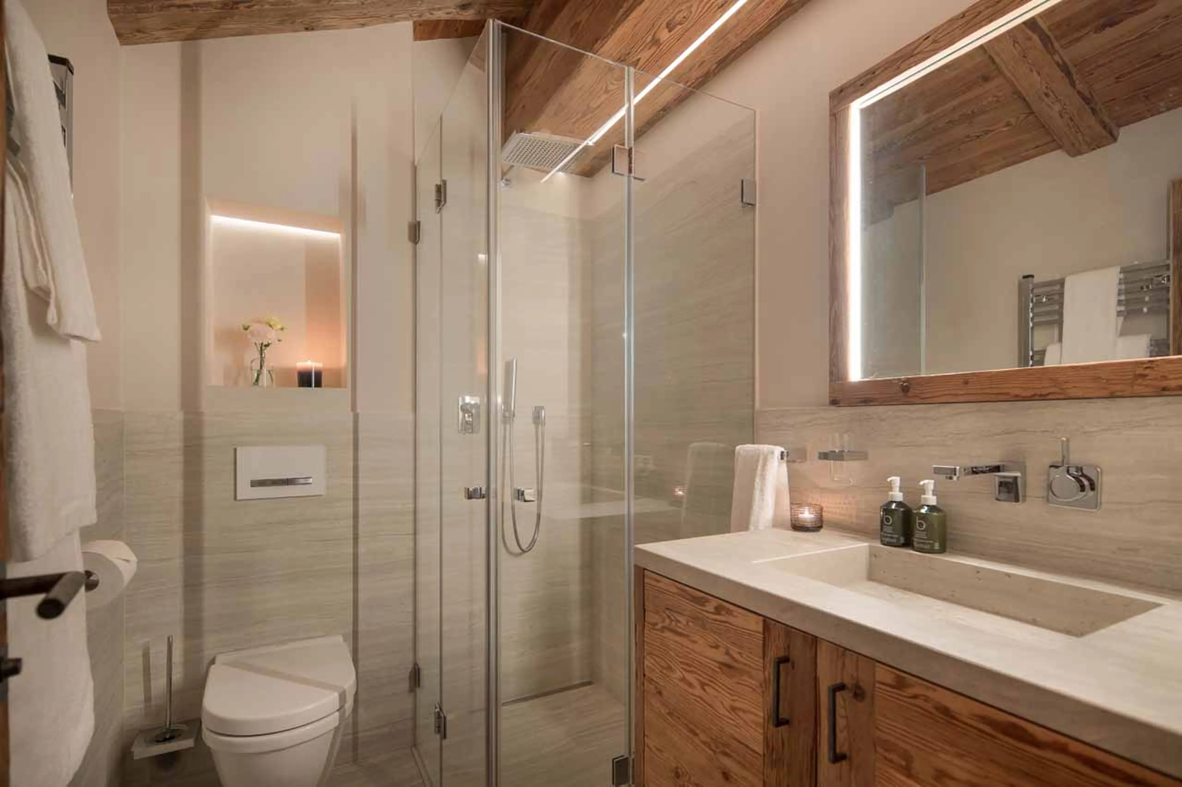 Shower room at Chalet Feuillu in Verbier