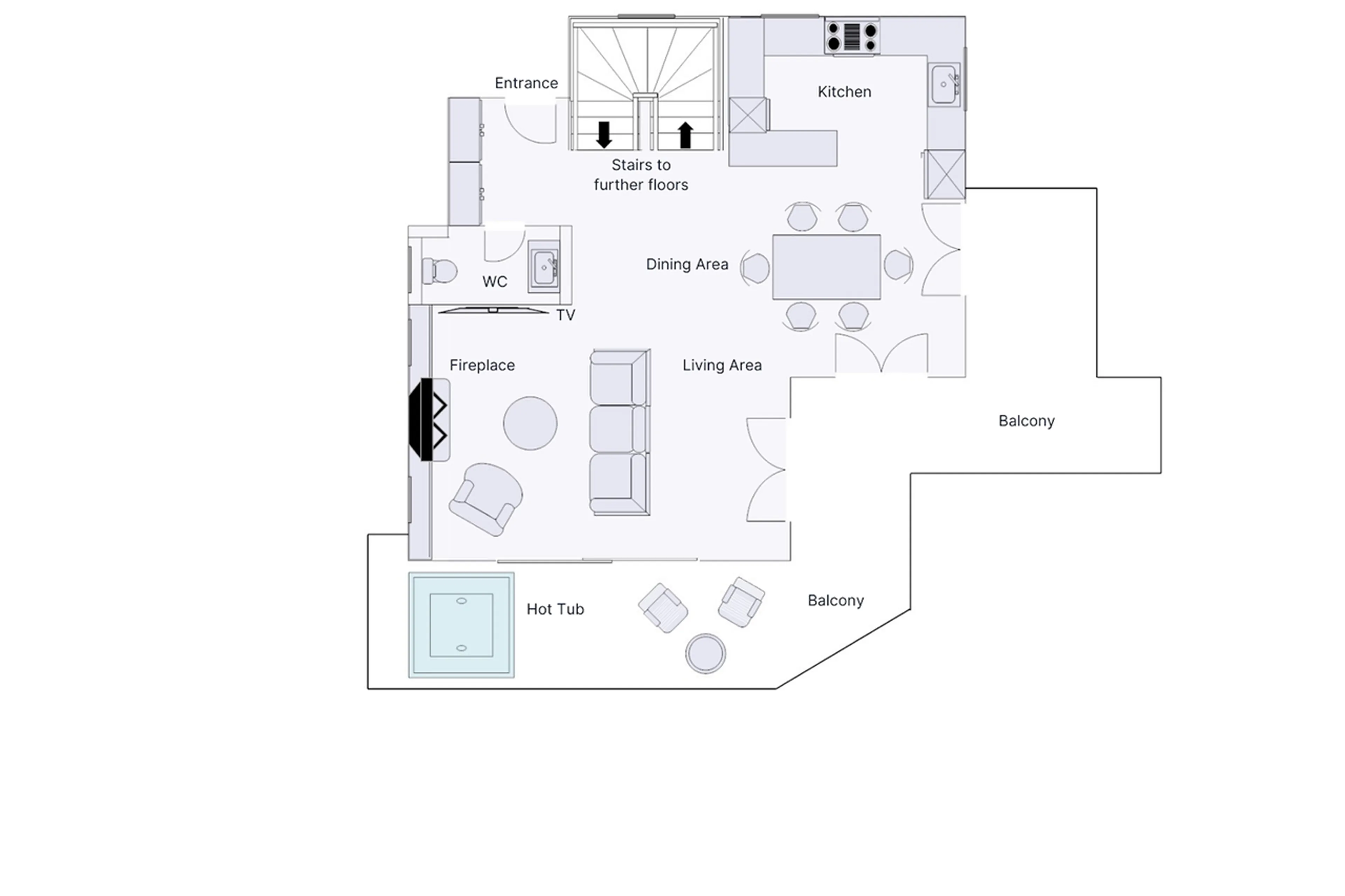Level 1 floor plan of Chalet Feuillu in Verbier
