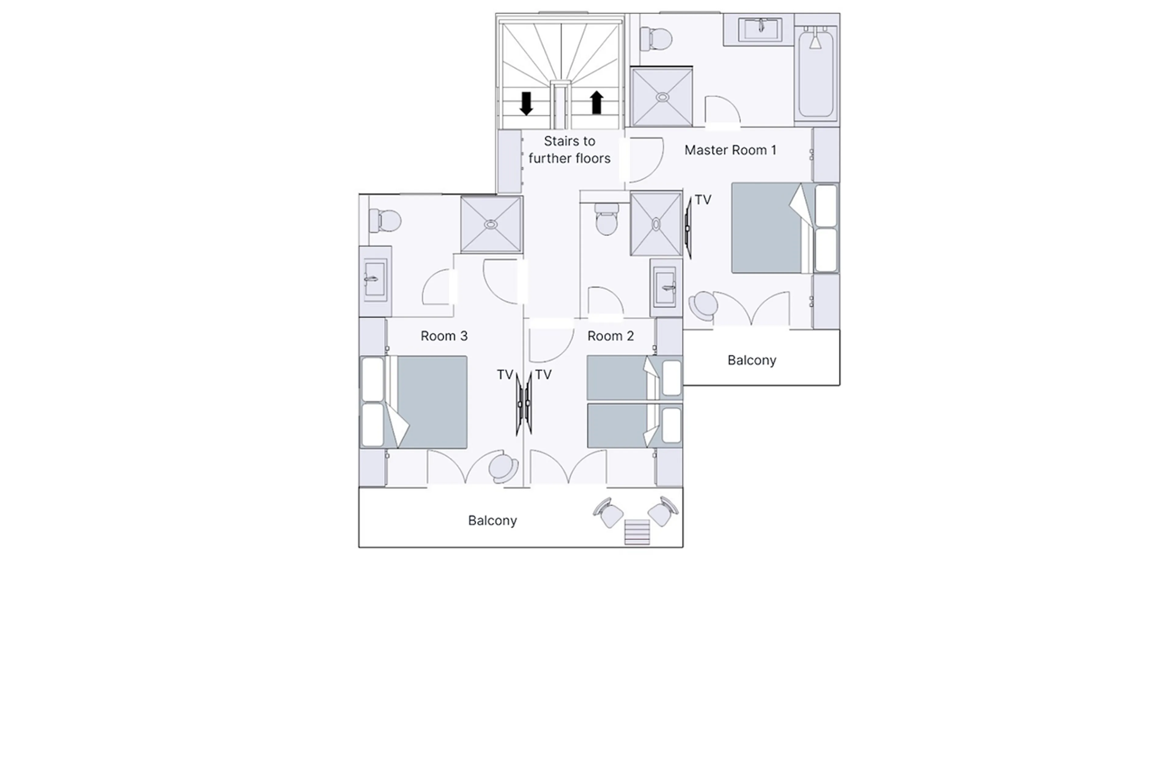 Level 2 floor plan of Chalet Feuillu in Verbier