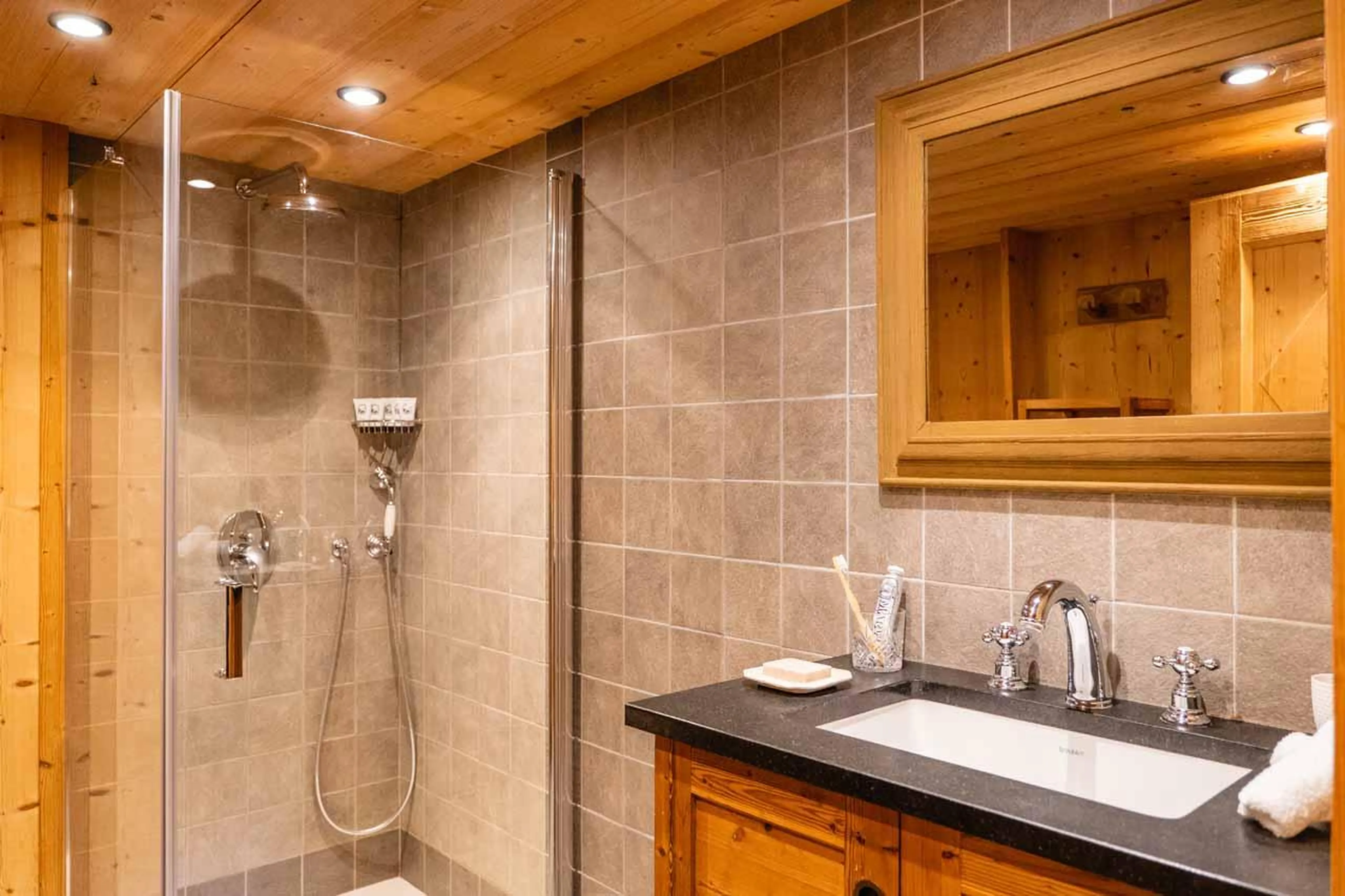 En-suite shower room in Chalet Firmin, Megeve