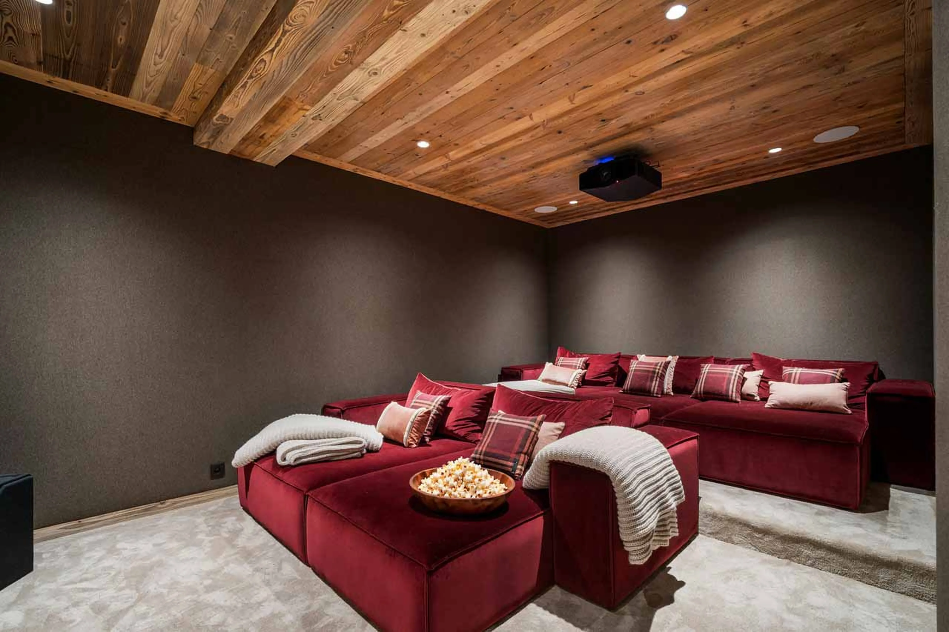 Cinema room seating at Chalet Flocon des Iles in St Martin de Belleville