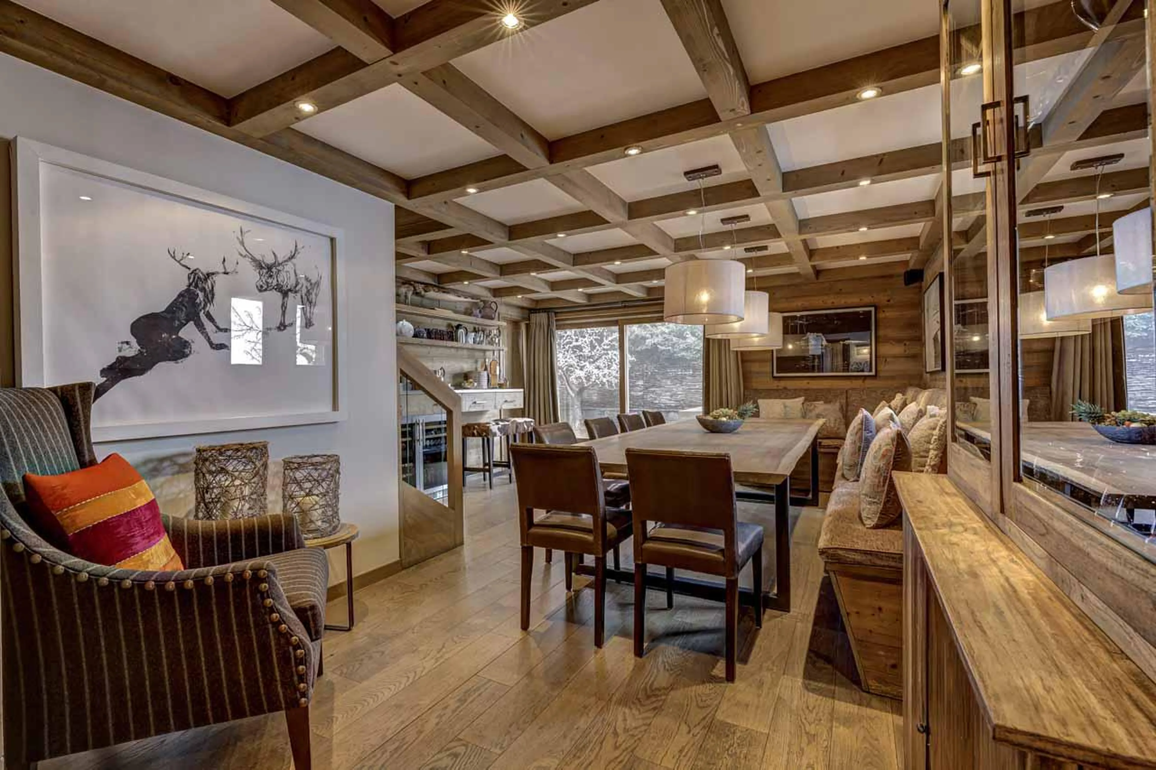 Bright dining area at Chalet Floralie in St Martin de Belleville