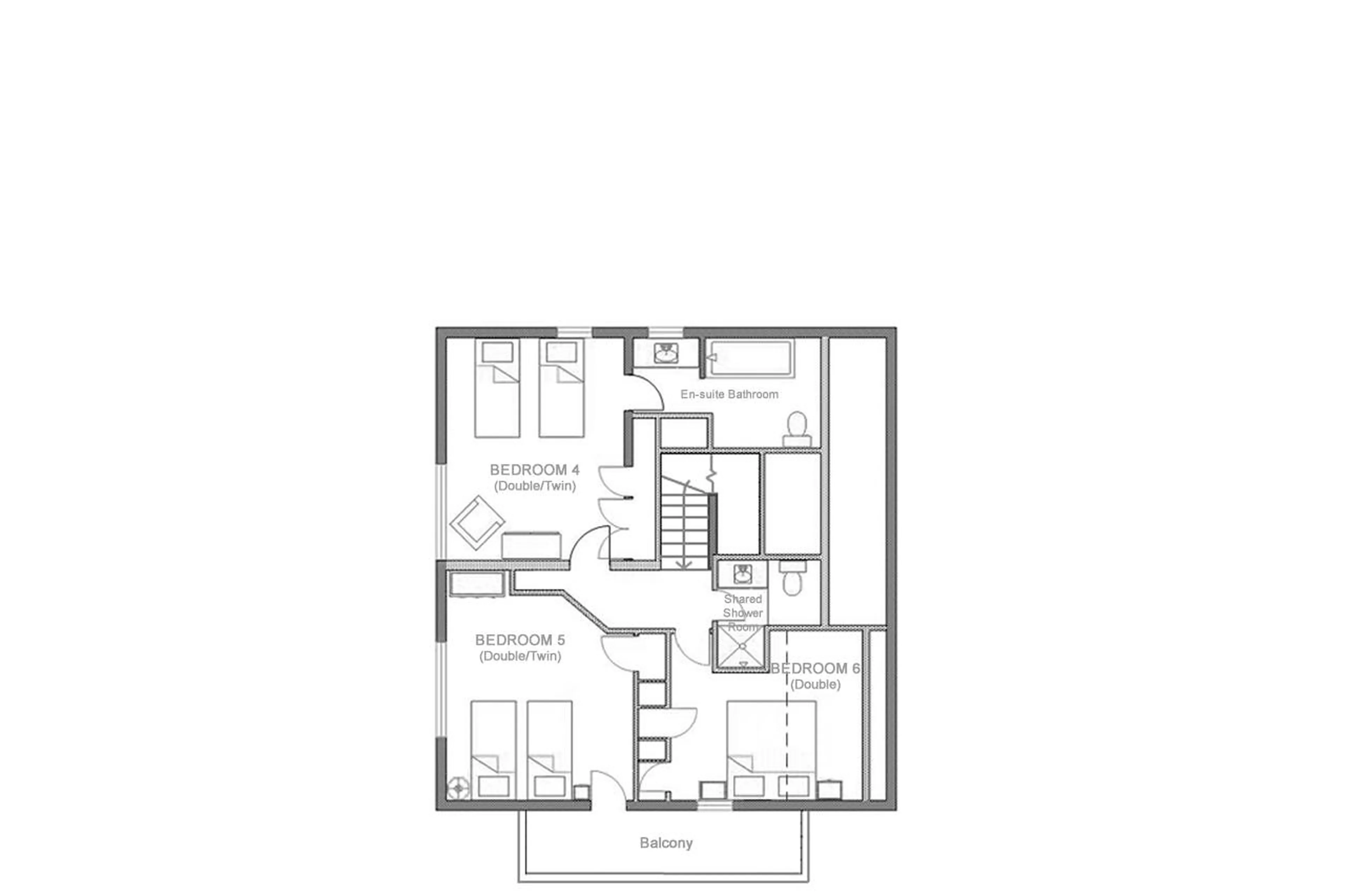 Level 2 floor plan of Chalet Foinbois in Meribel