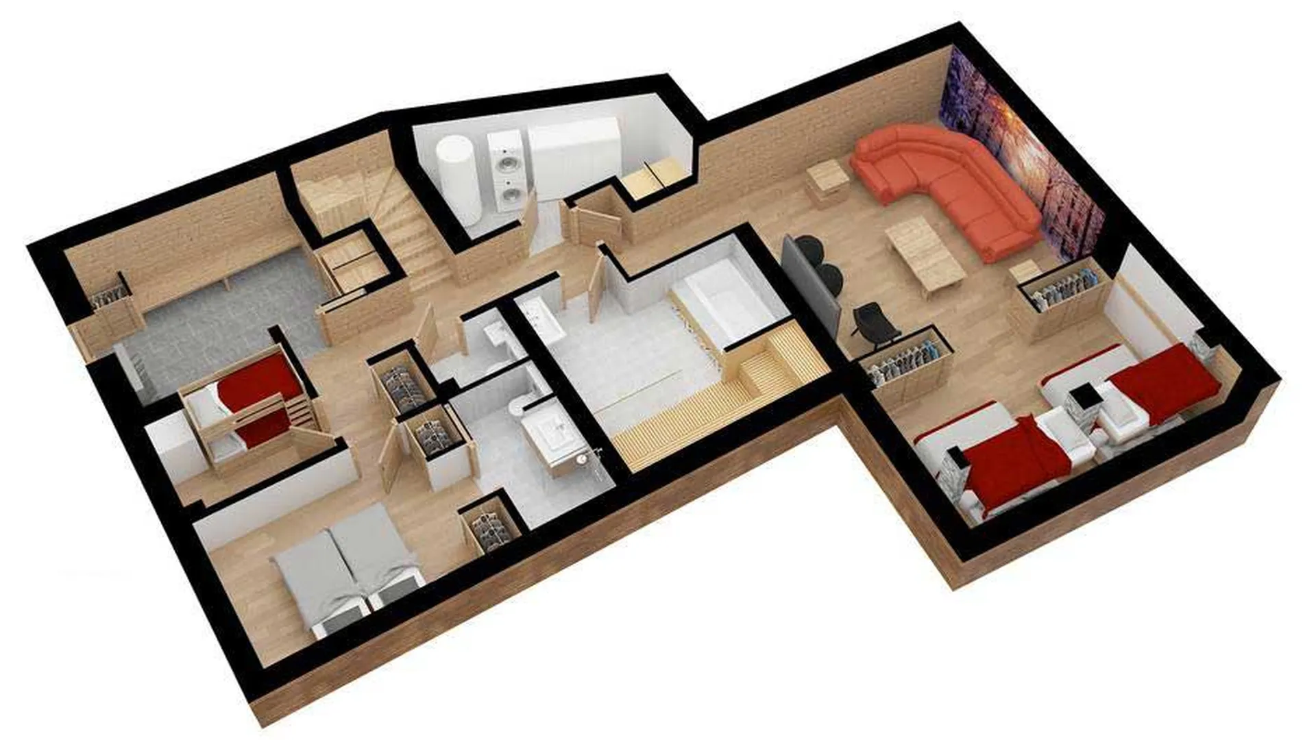 Level 0 floor plan of Chalet Fontany in Meribel