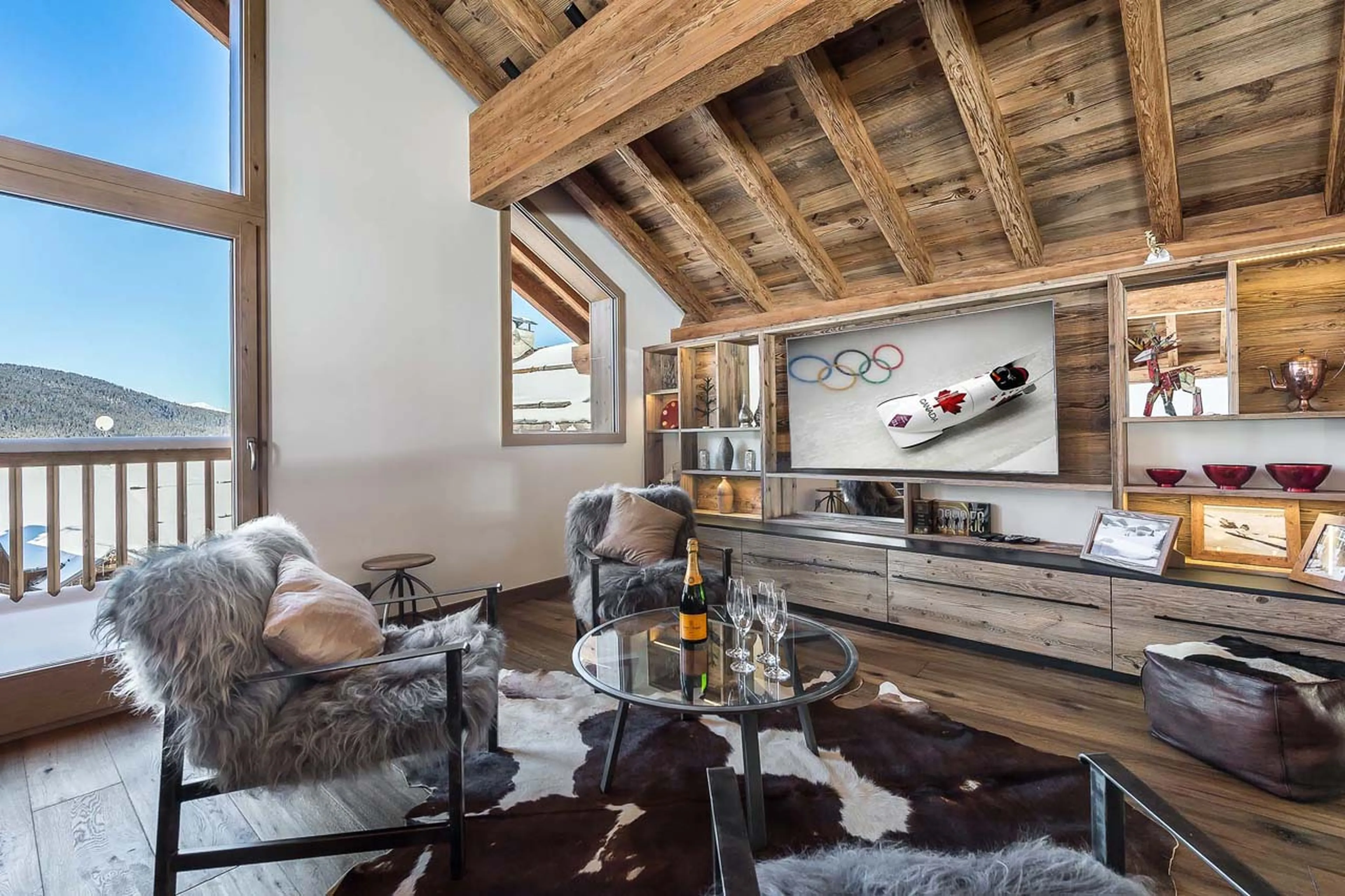 TV in living area of Chalet Fontany in Meribel