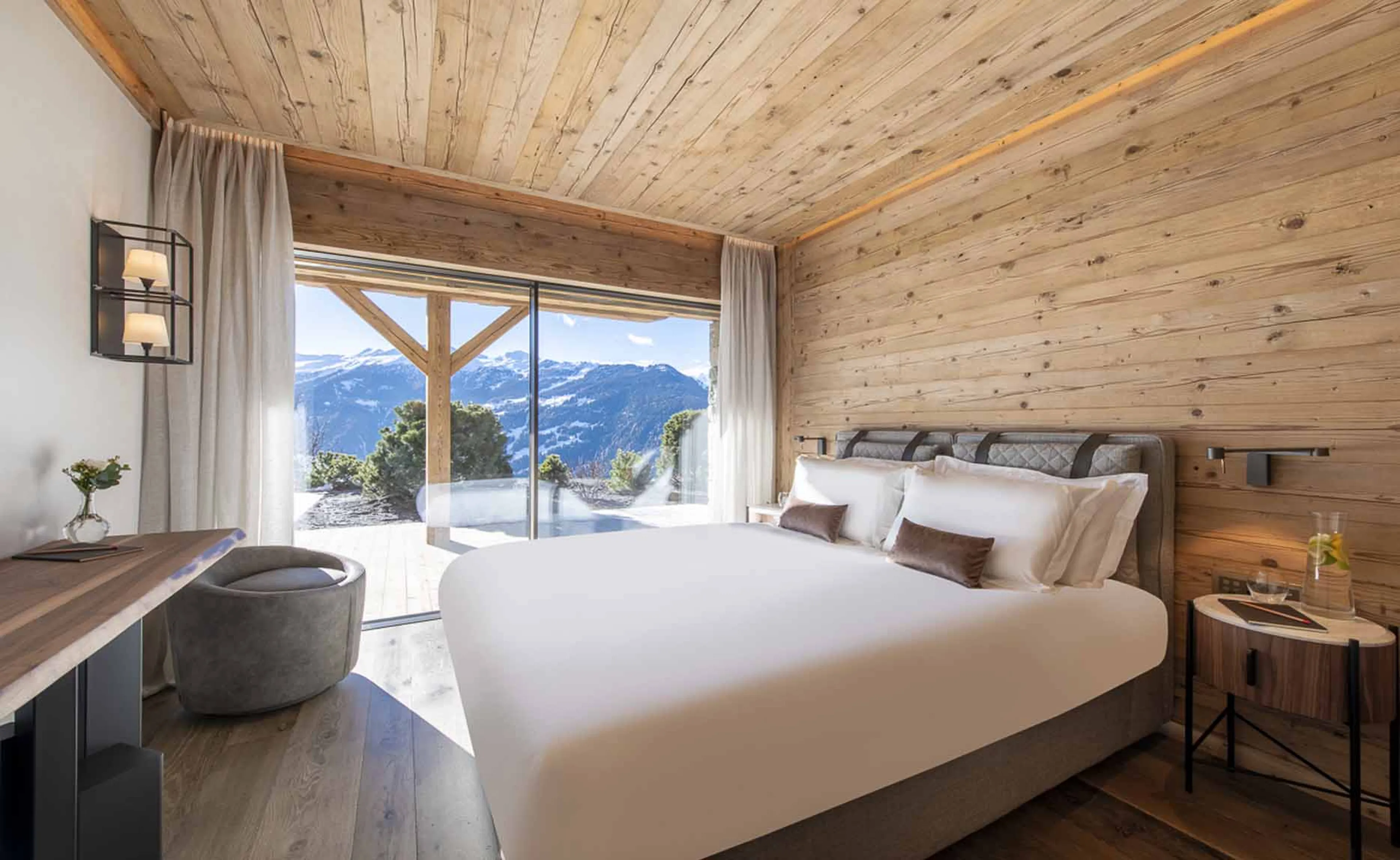 Bedroom one at Chalet Foulon in Verbier