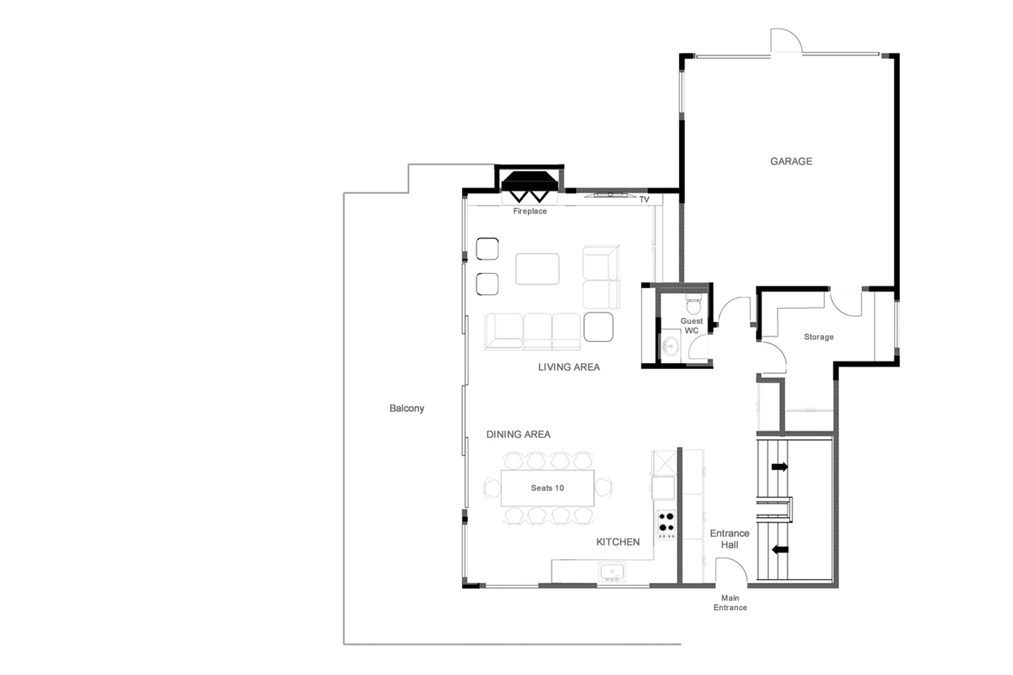 Level 1 floor plan of Chalet Foulon in Verbier