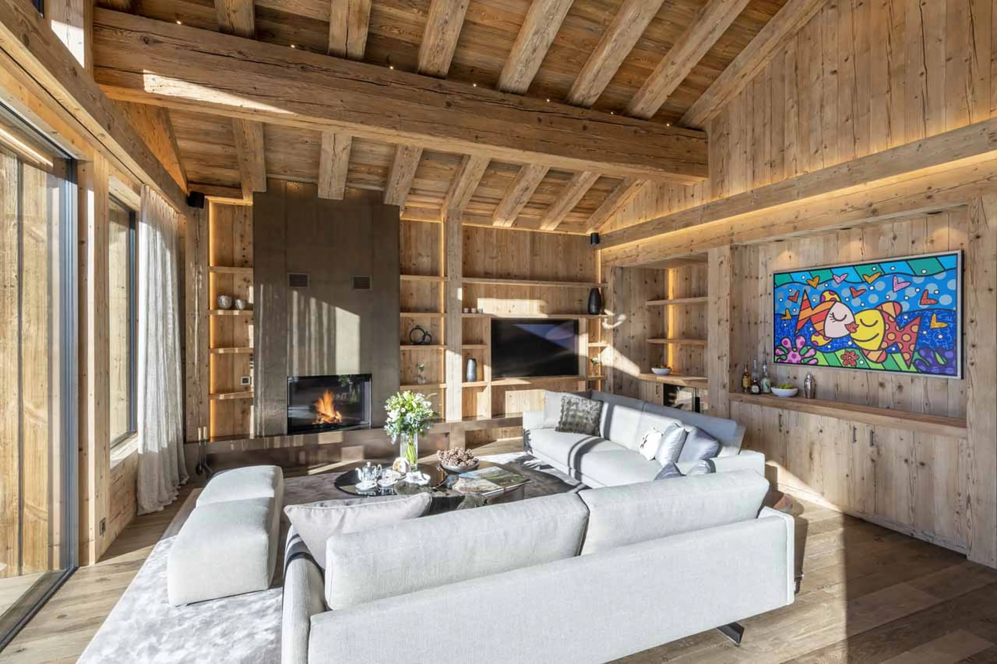 Elegant living room at Chalet Foulon in Verbier