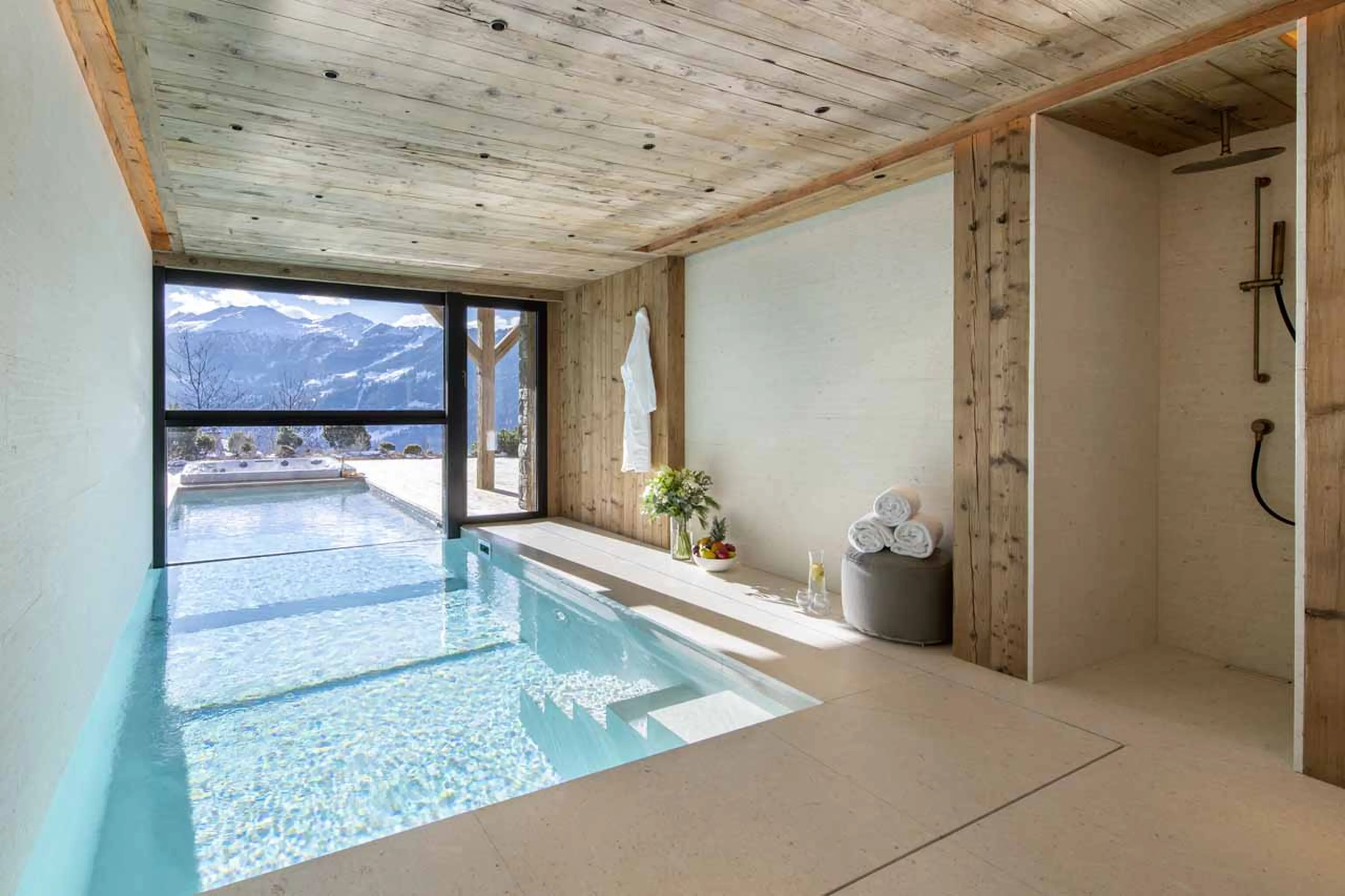 Indoor outdoor pool at Chalet Foulon in Verbier