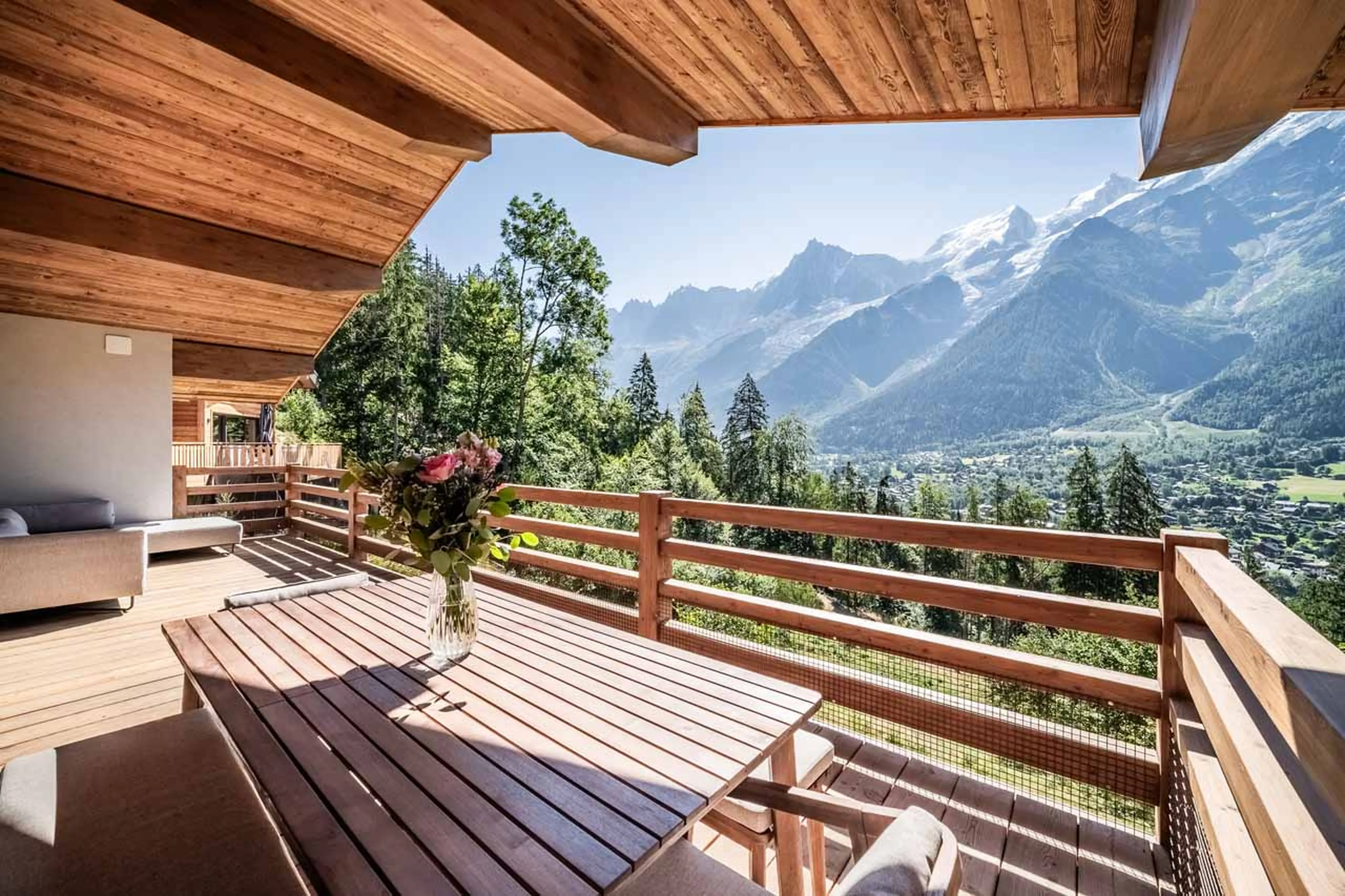 Balcony views at Chalet Foxden in Chamonix
