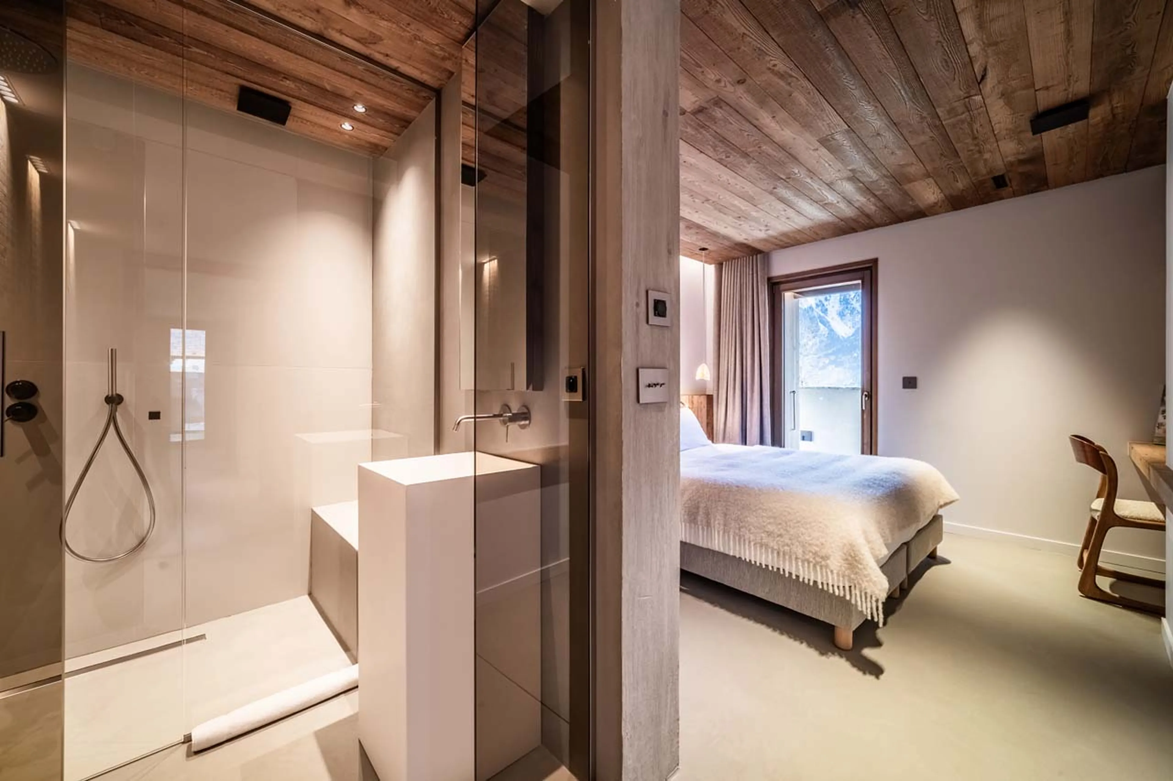 Entrance to shower room at Chalet Foxden in Chamonix