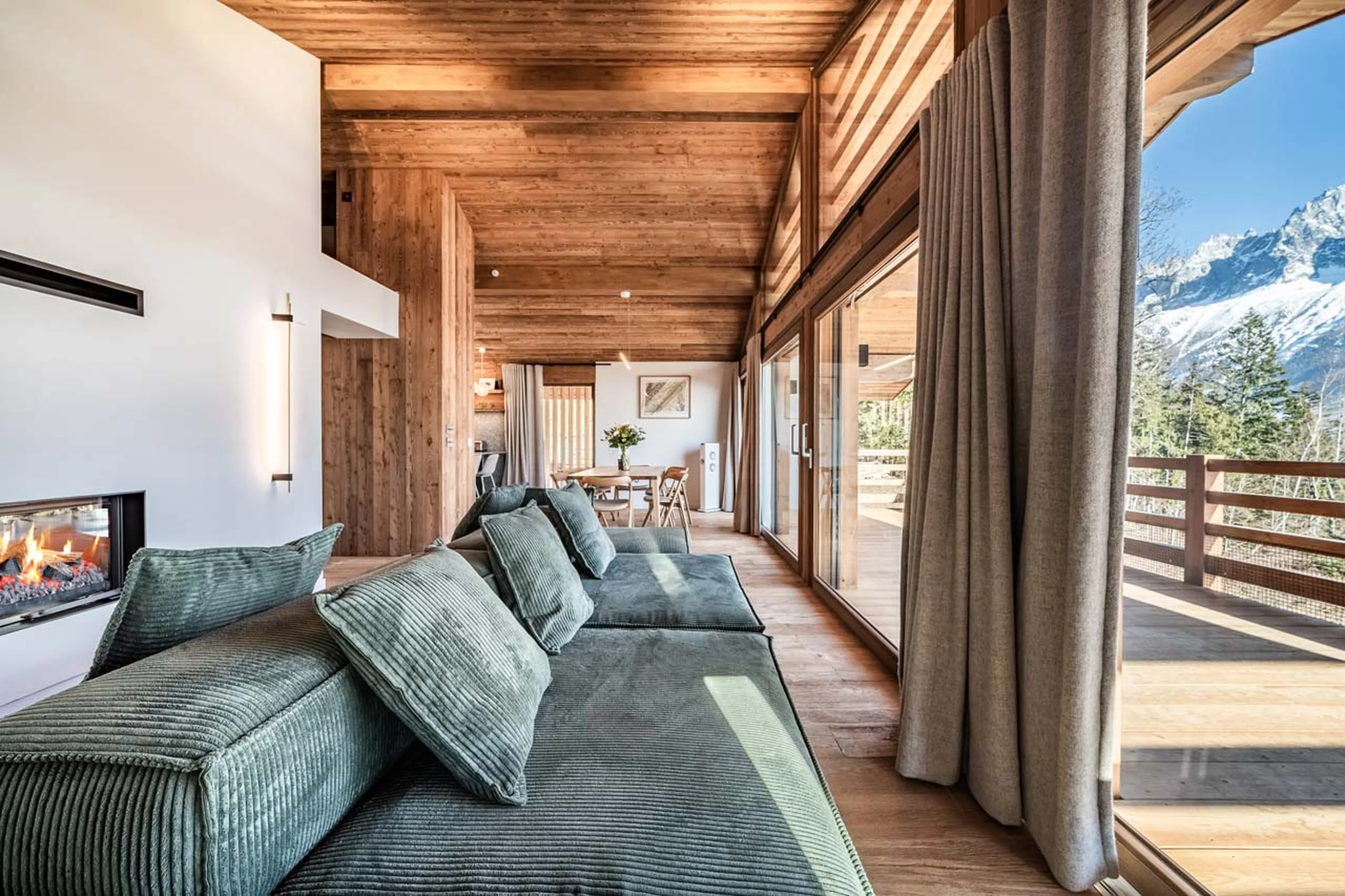 Living area and terrace at Chalet Foxden in Chamonix