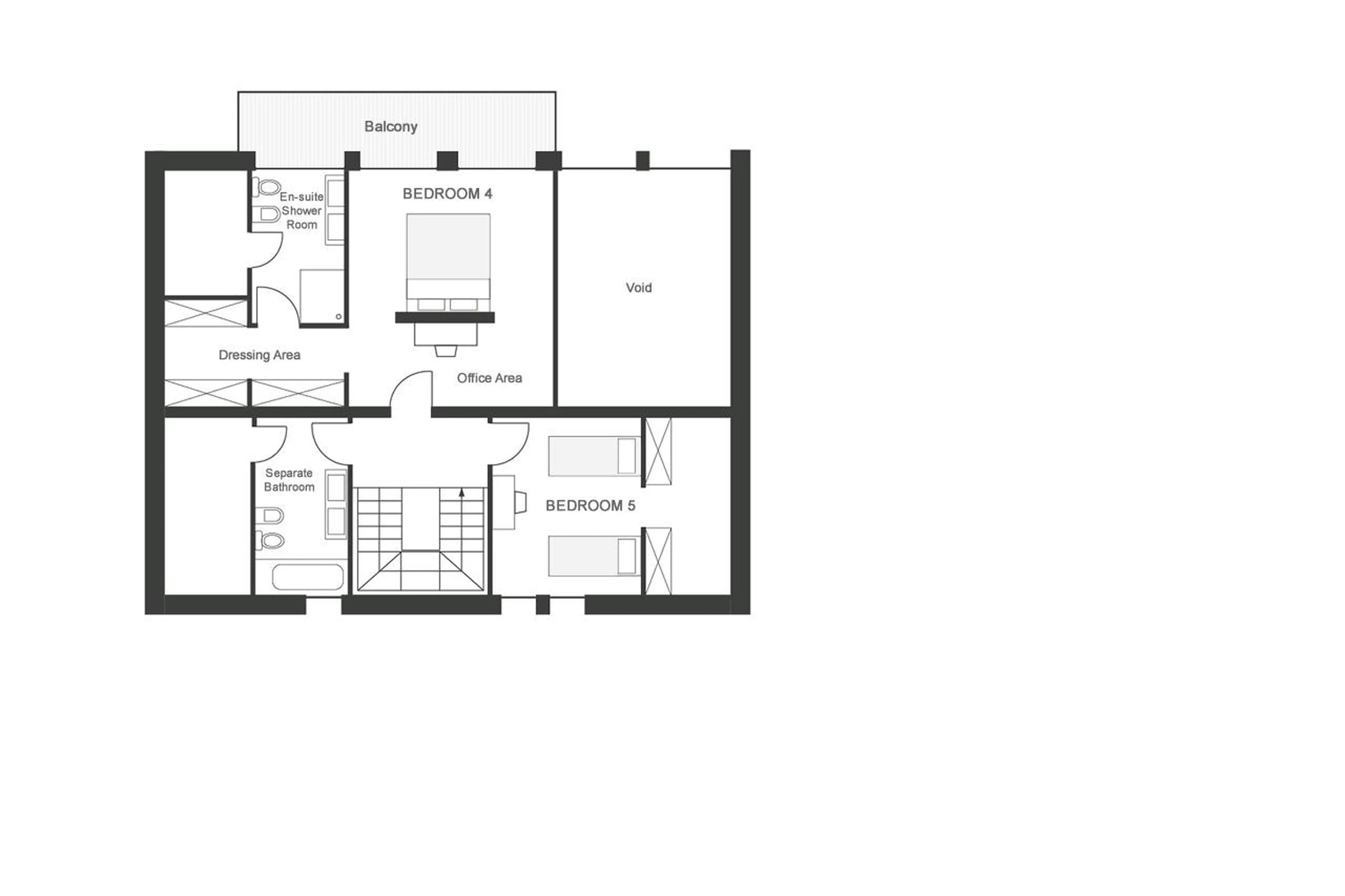 Level 2 floor plan of Chalet Freya in Chamonix