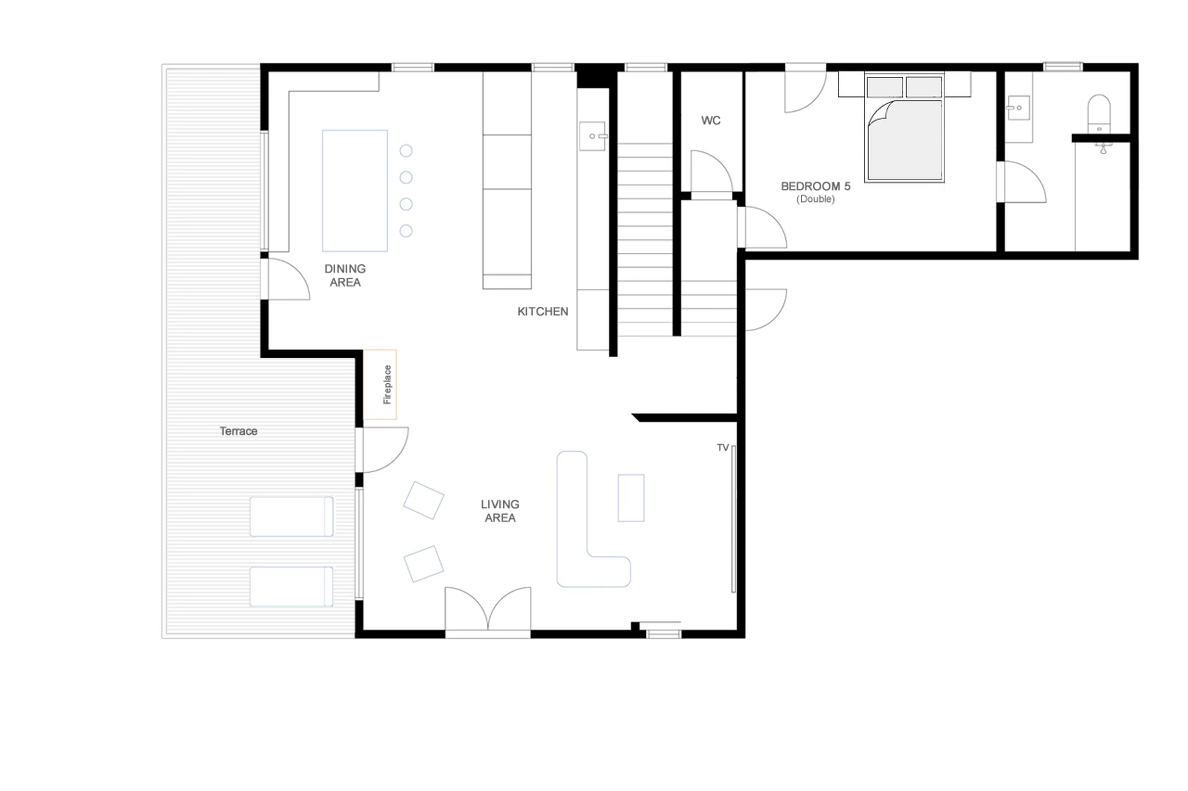 Level 1 floor plan of Chalet Frieda in St Anton