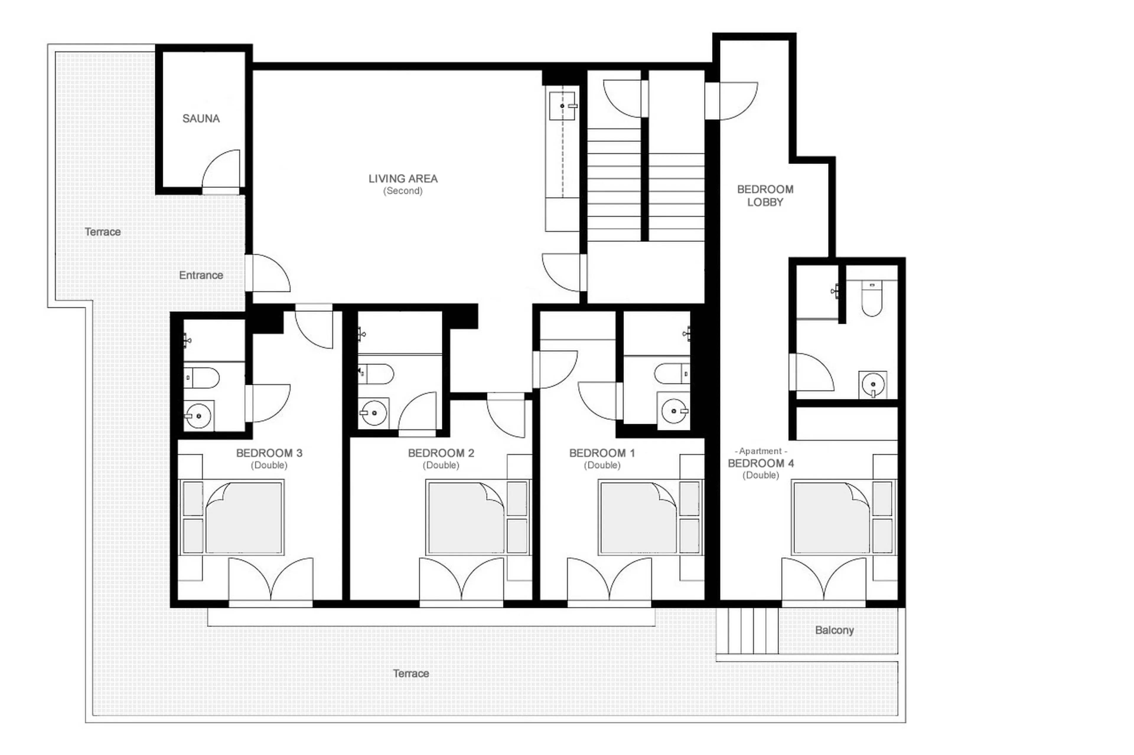 Level 0 floor plan of Chalet Frieda in St Anton
