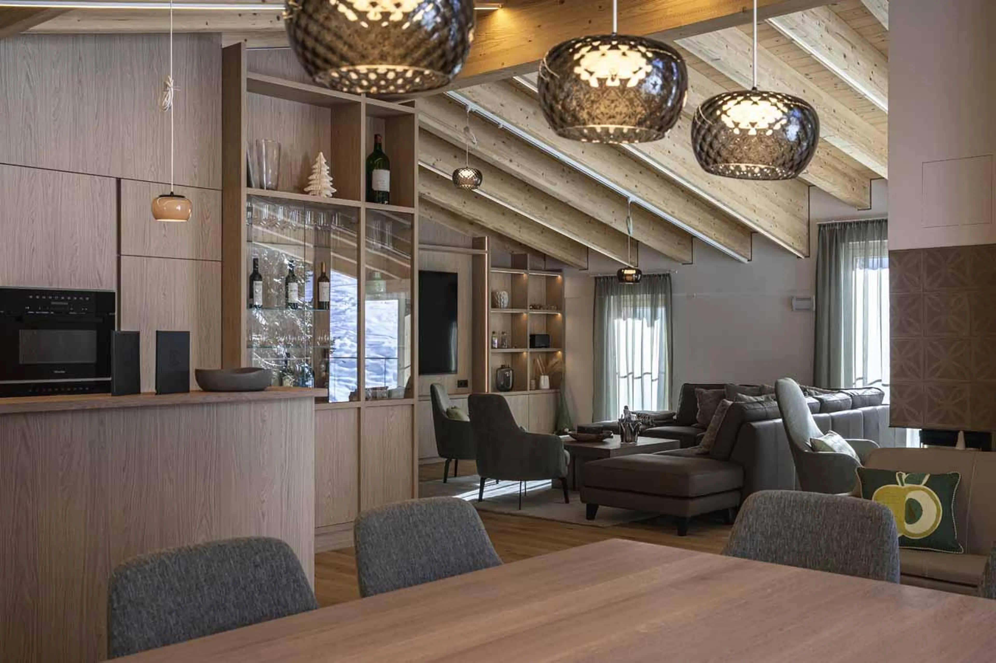 Dining table and sitting area at Chalet Frieda in St Anton