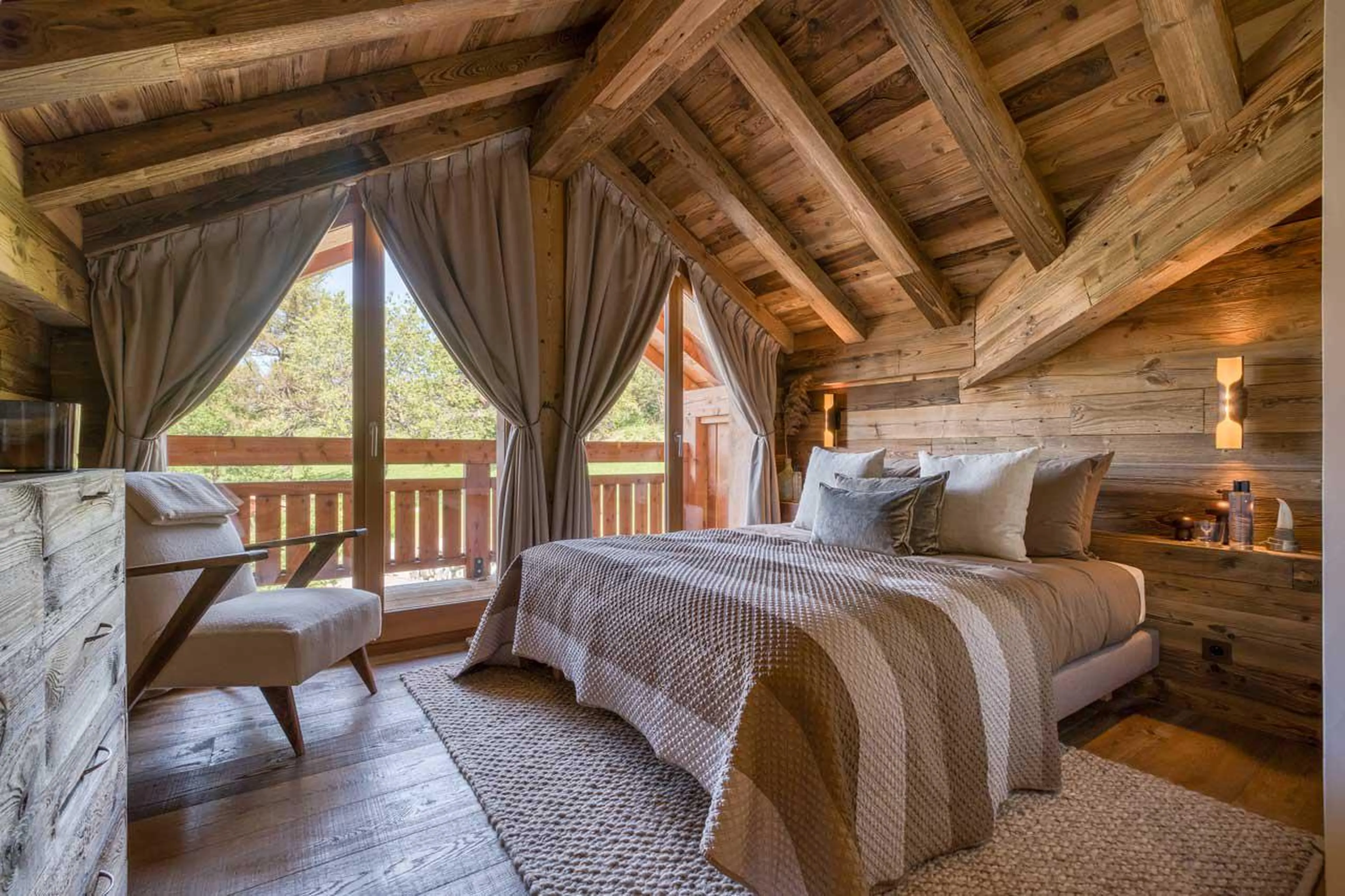 Bedroom one at Chalet Gaia in Megeve