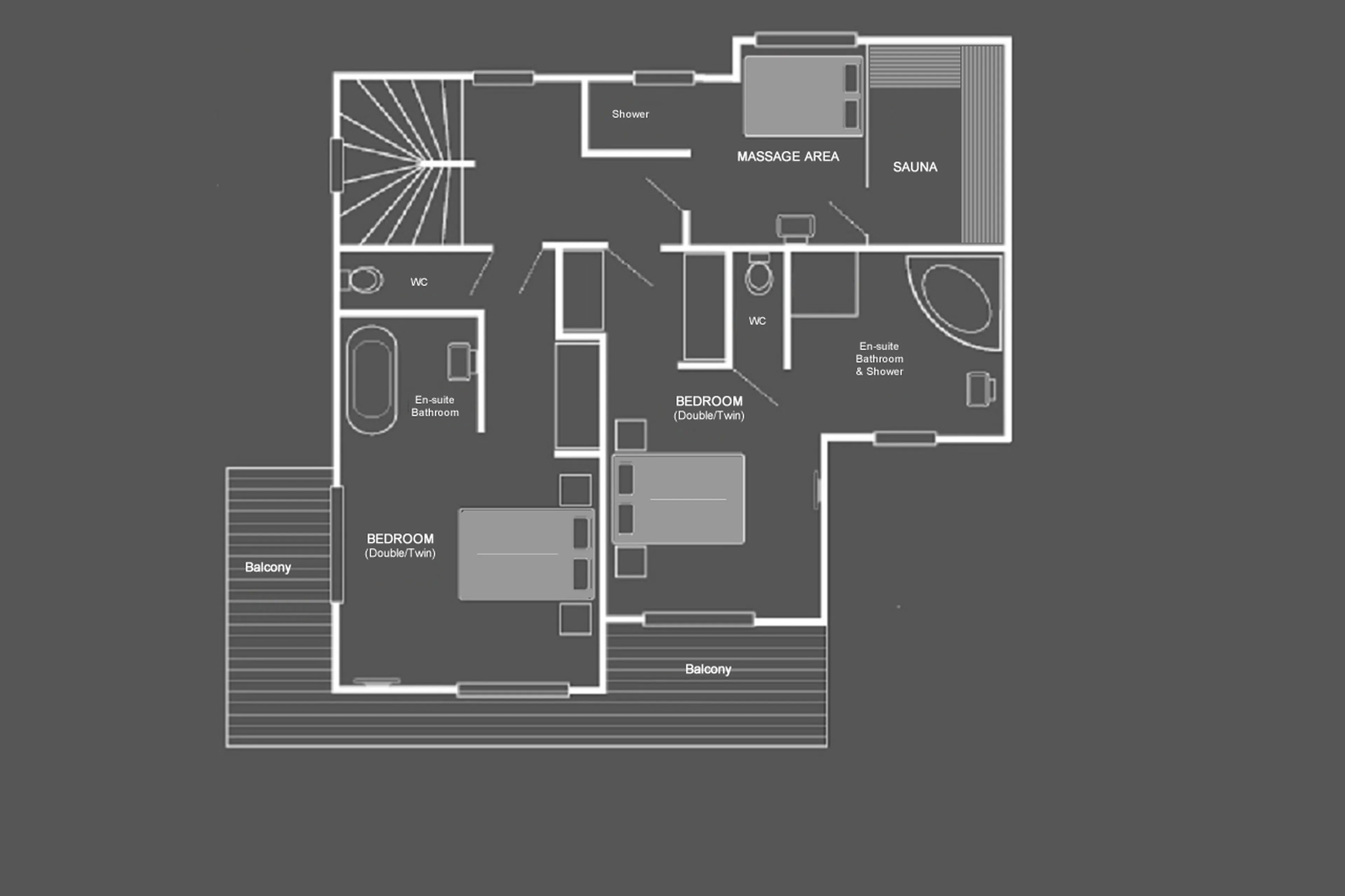 Level 1 floor plan of Chalet Gemini in Zermatt