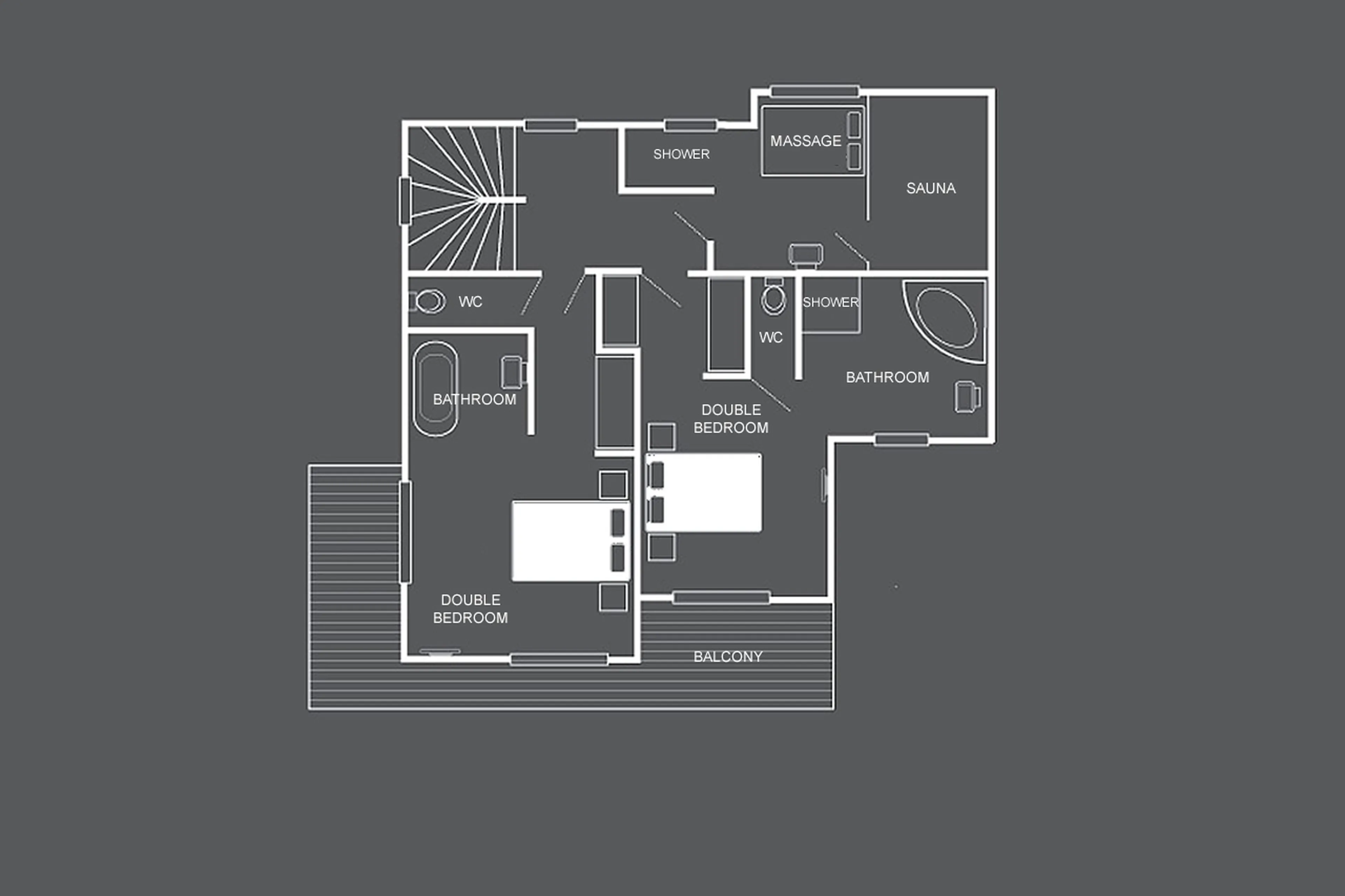 Level 1 floor plan of Chalet Gemini in Zermatt