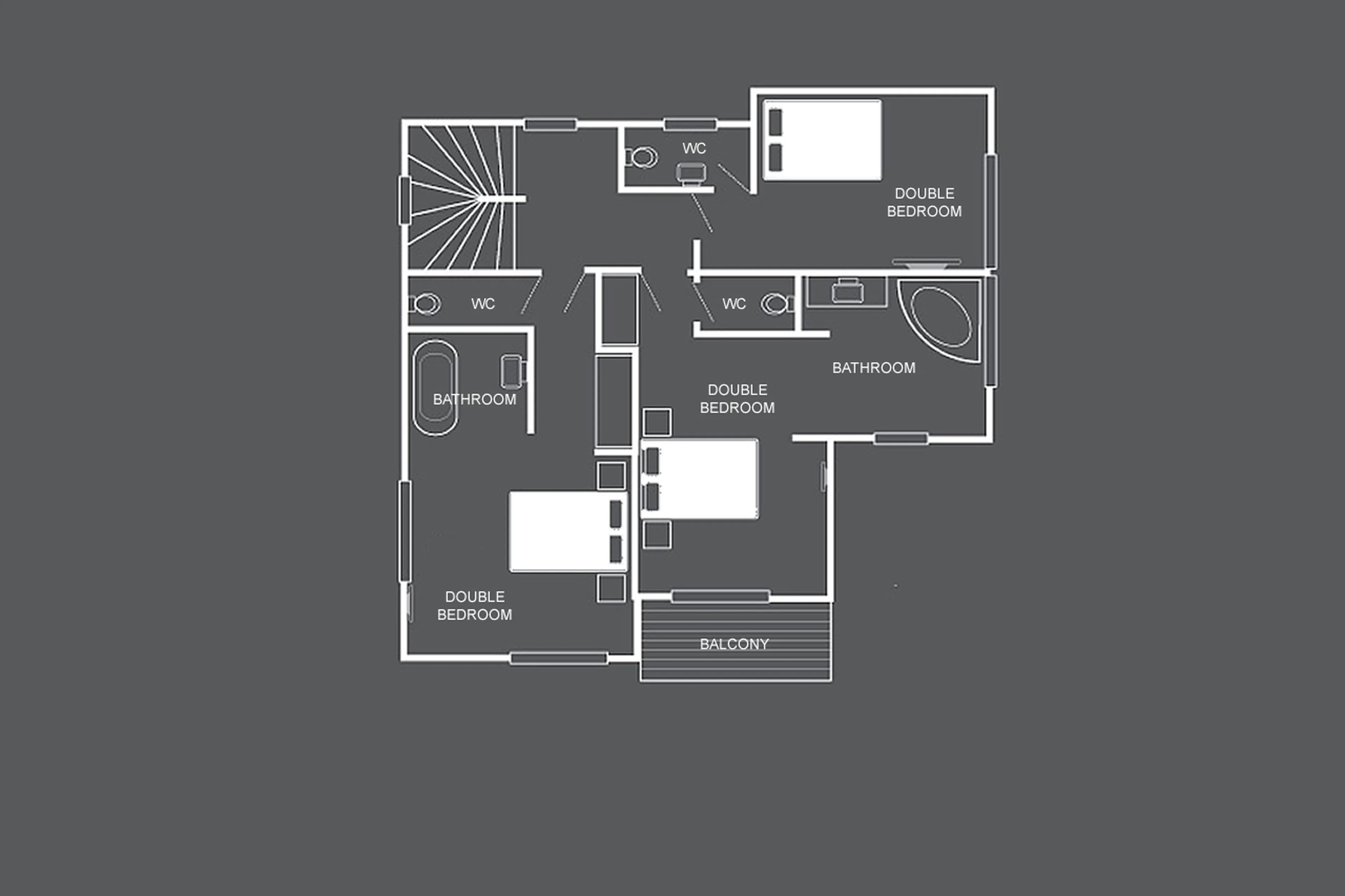 Level 2 floor plan of Chalet Gemini in Zermatt