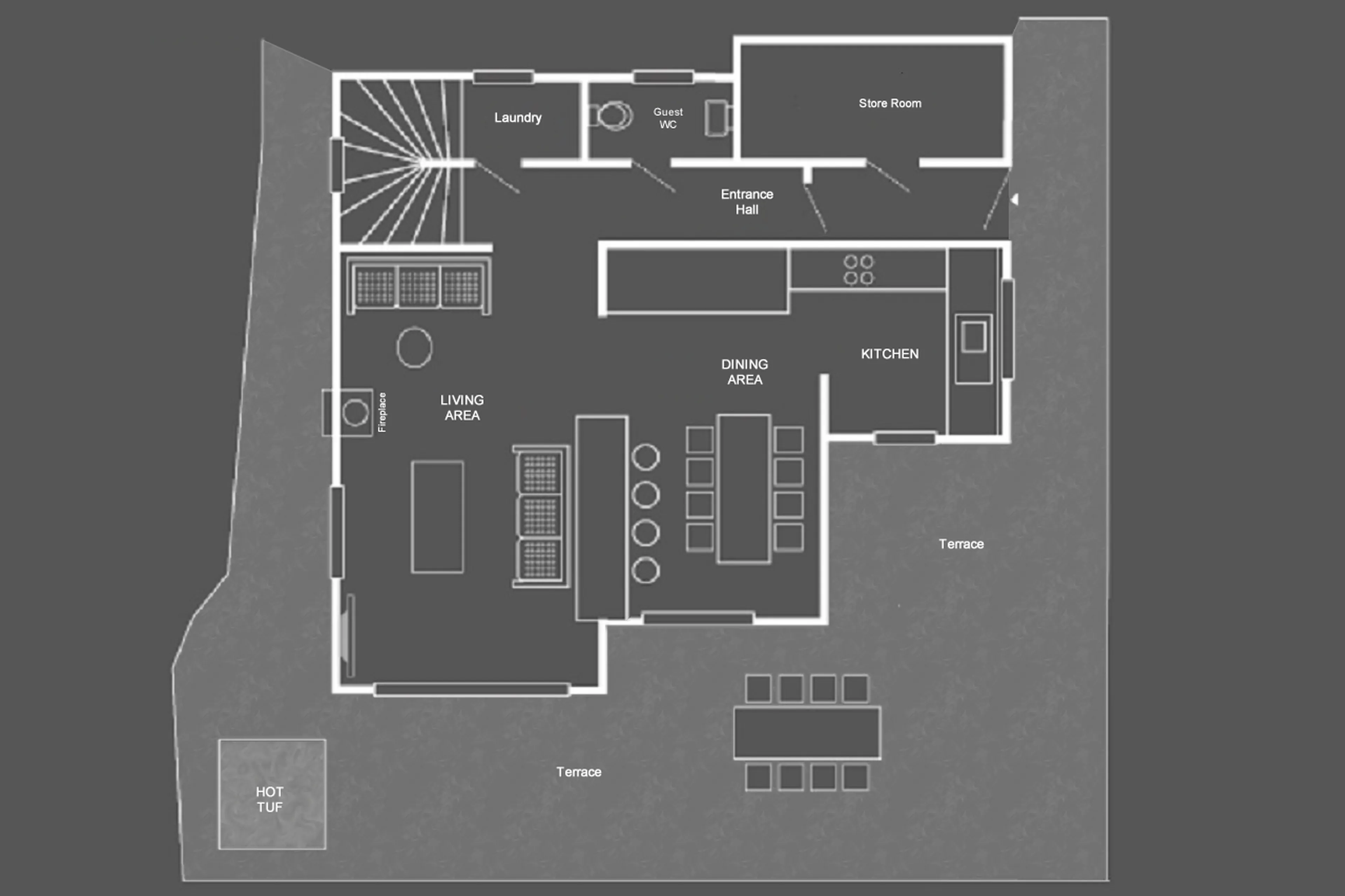 Level 0 floor plan of Chalet Gemini in Zermatt