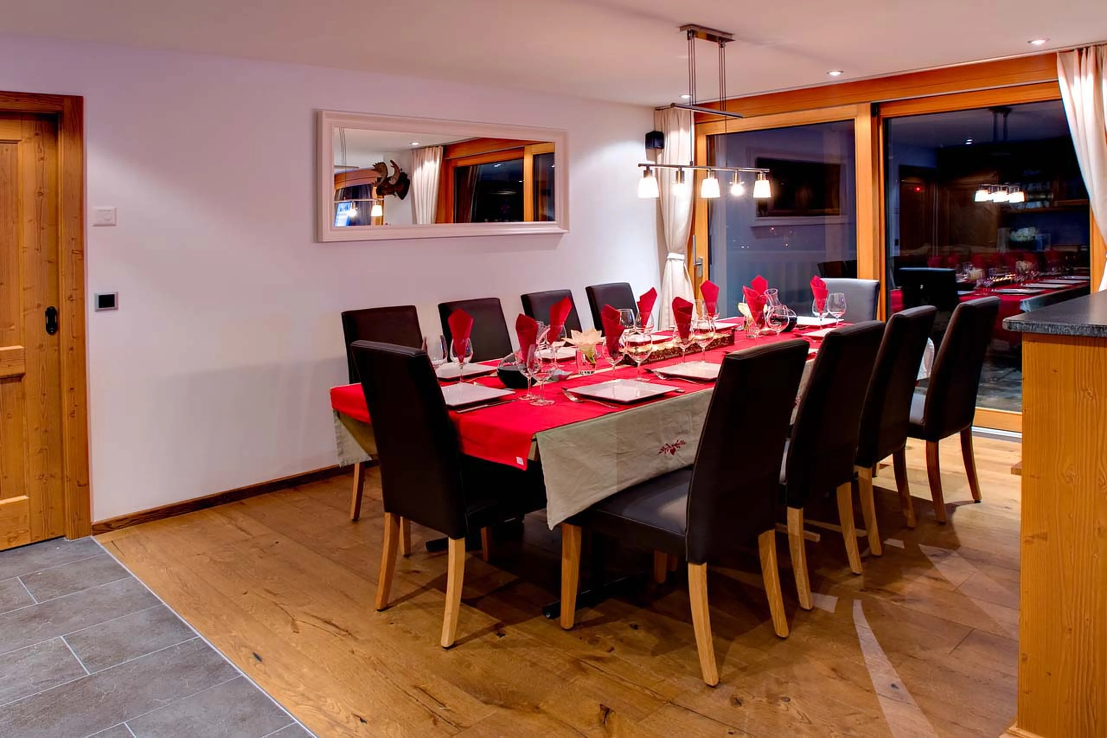 Dining table at Chalet Gemini in Zermatt