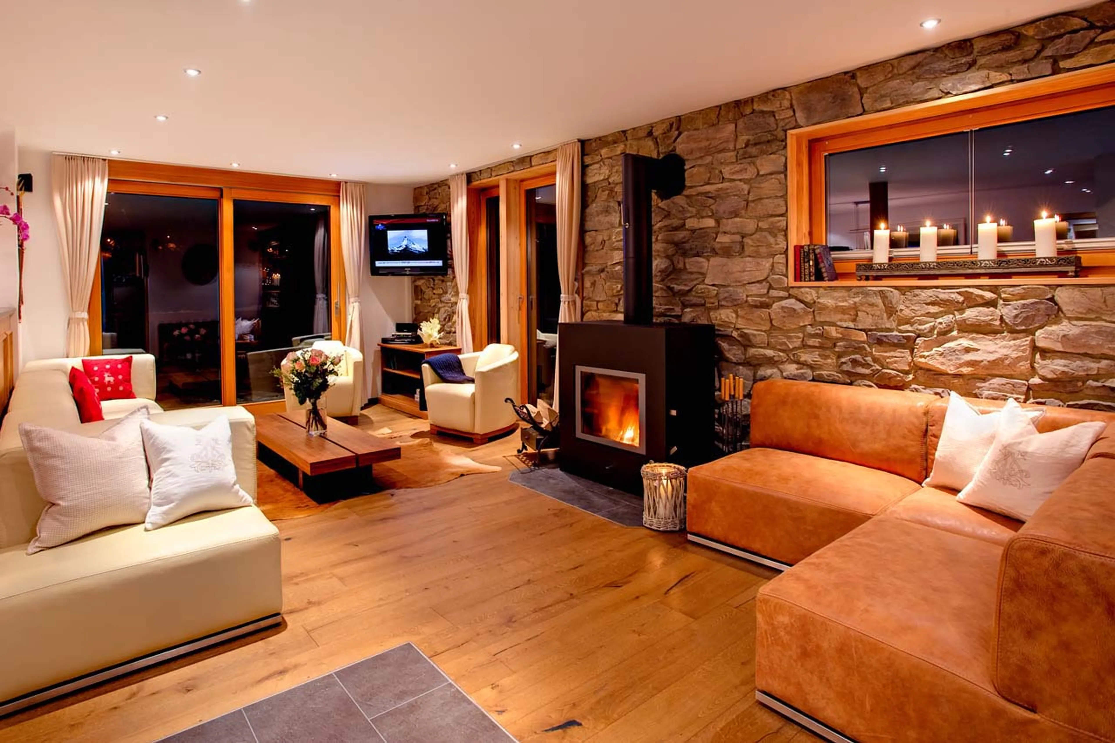 Living area at Chalet Gemini in Zermatt