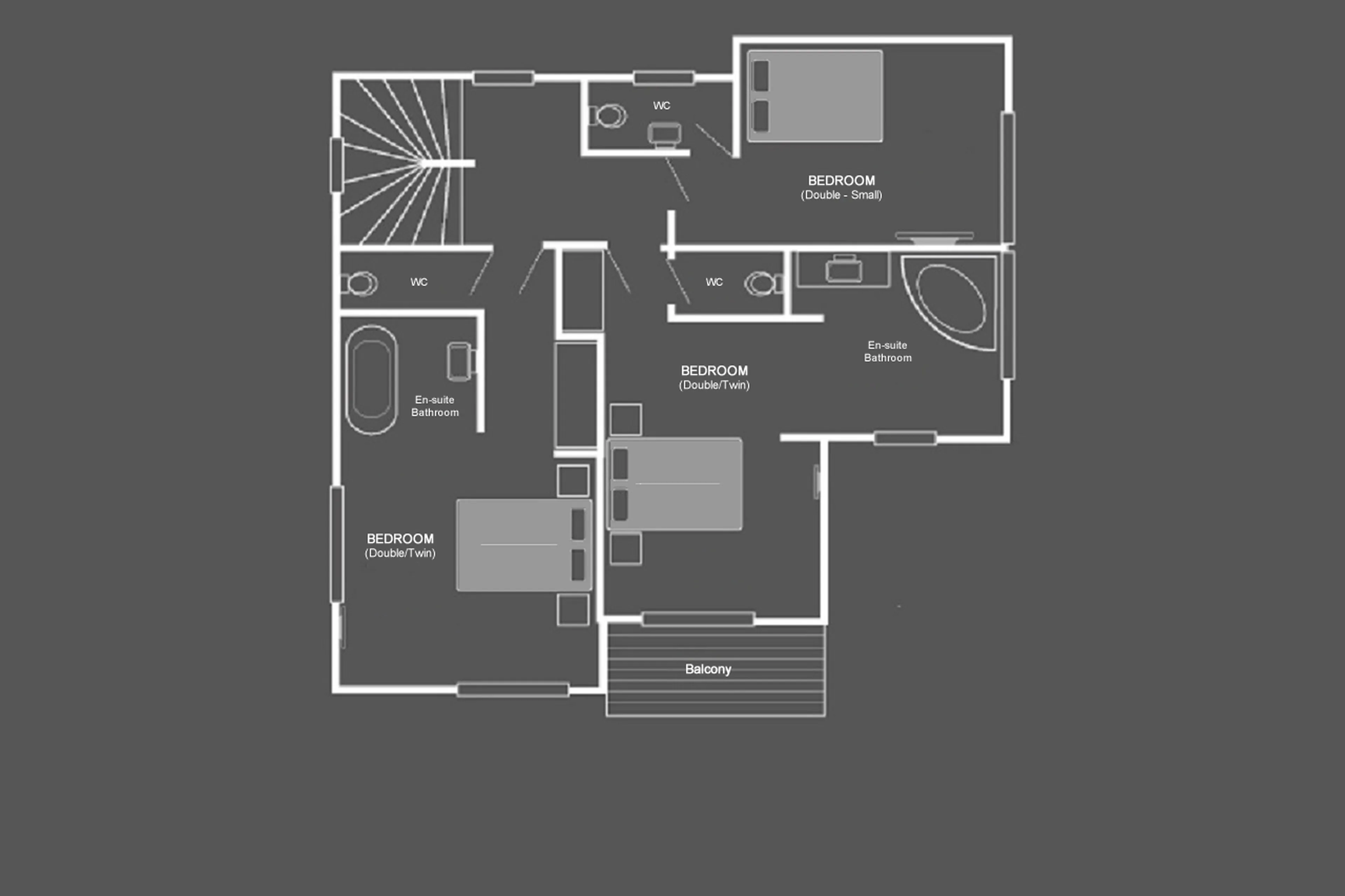Level 2 floor plan of Chalet Gemini in Zermatt