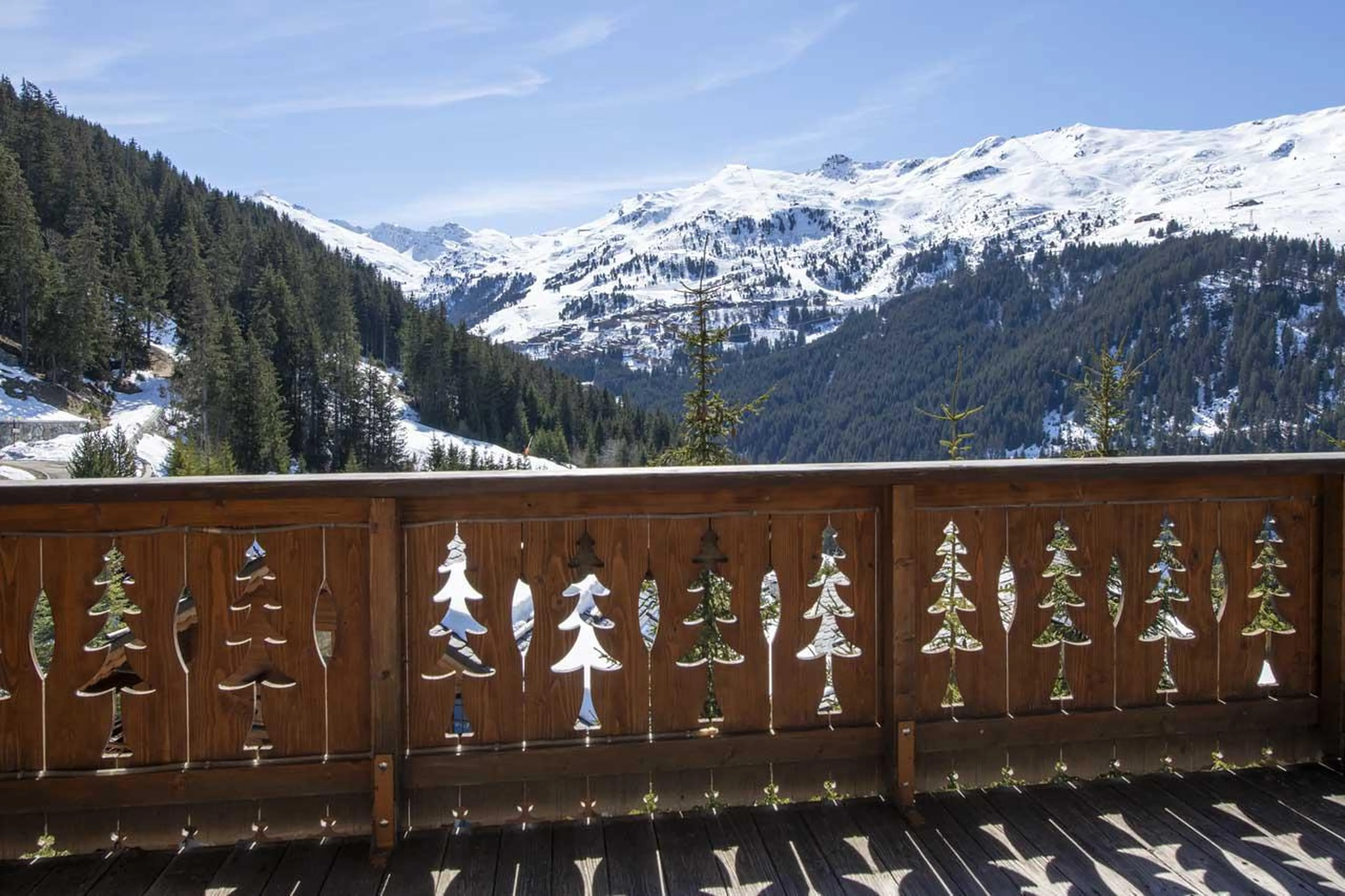 Spectacular views from the balcony at Chalet Genepi in Meribel