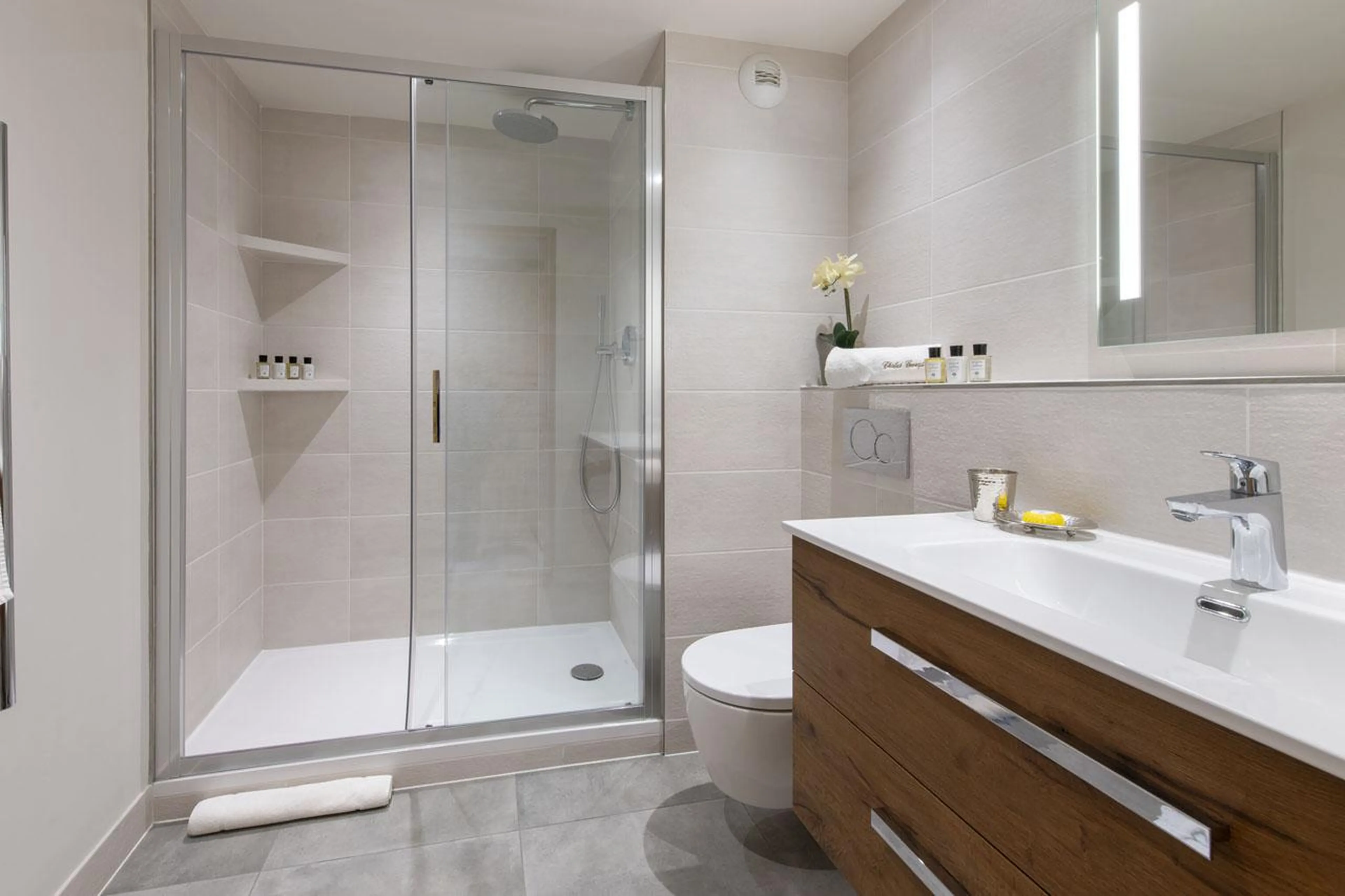 En-suite shower room at Chalet Genepi in Meribel