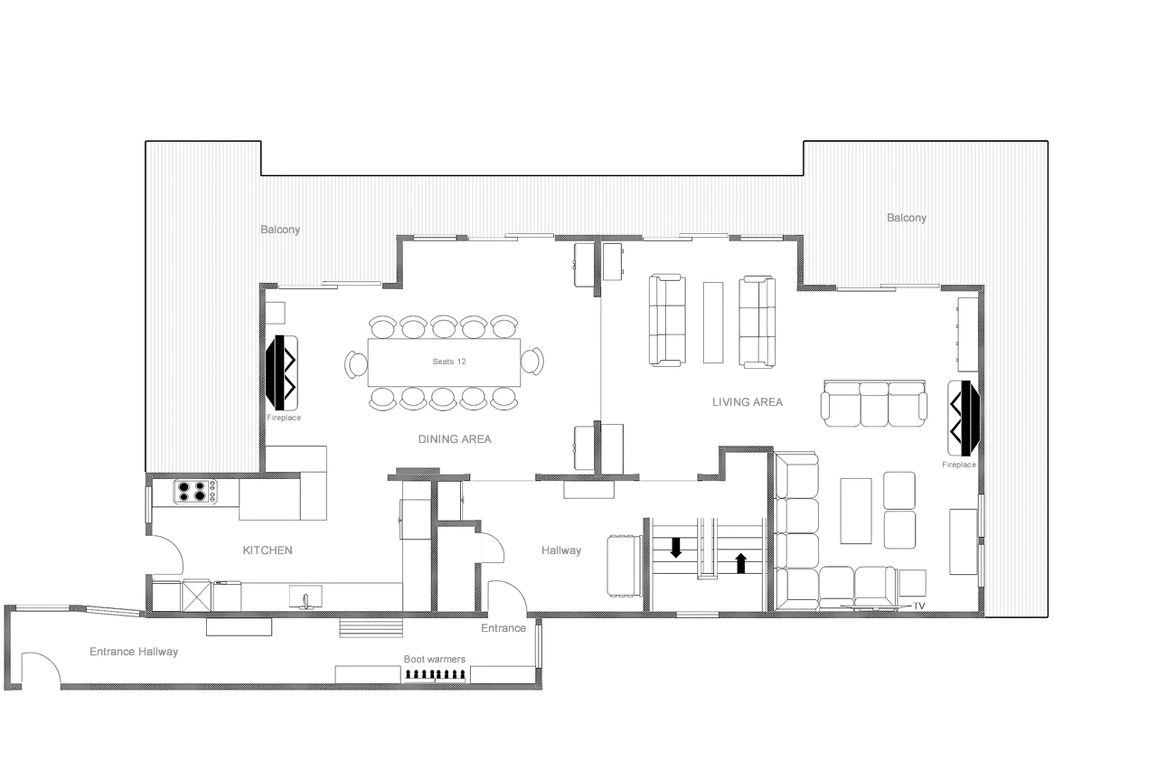 Level 1 floor plan of Chalet Genepi in Meribel
