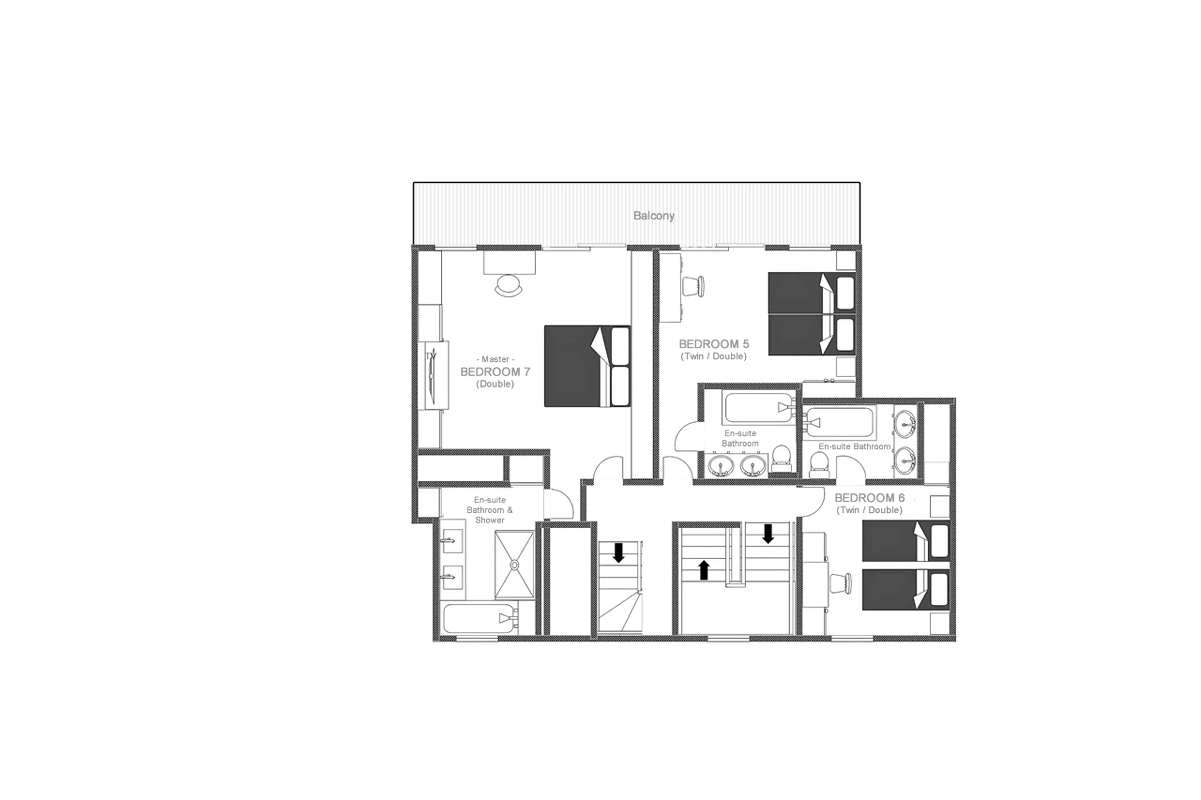 Level 2 floor plan of Chalet Genepi in Meribel