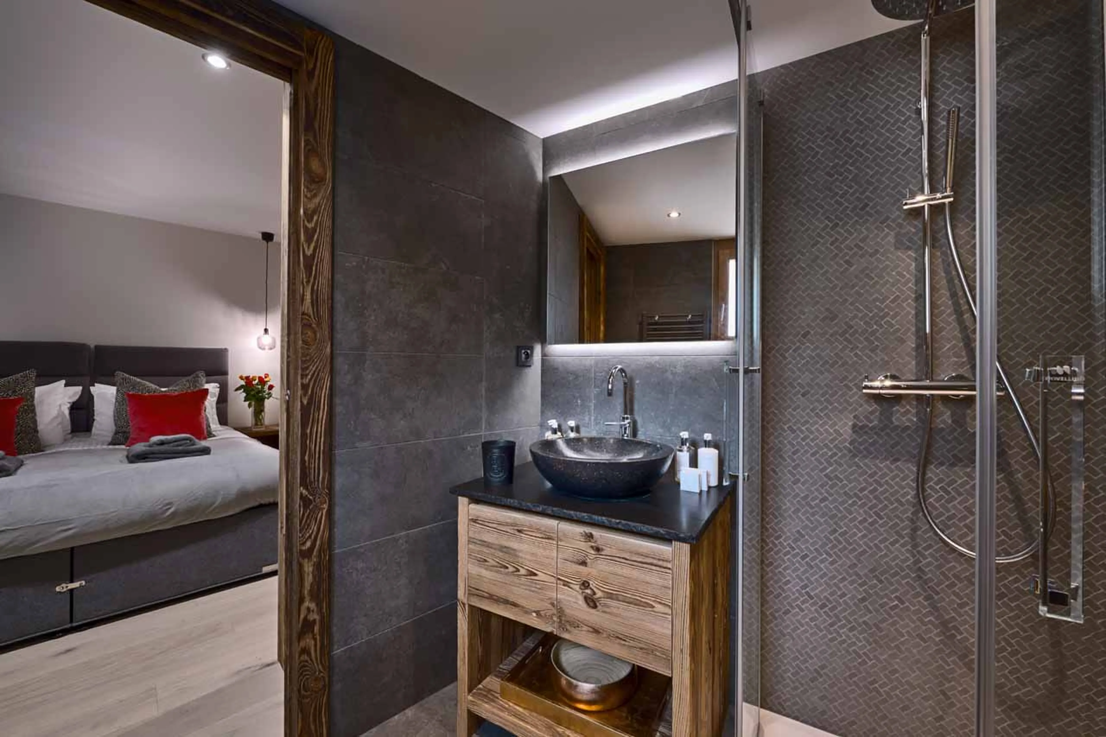 En-suite shower room at Chalet Genepi in Morzine