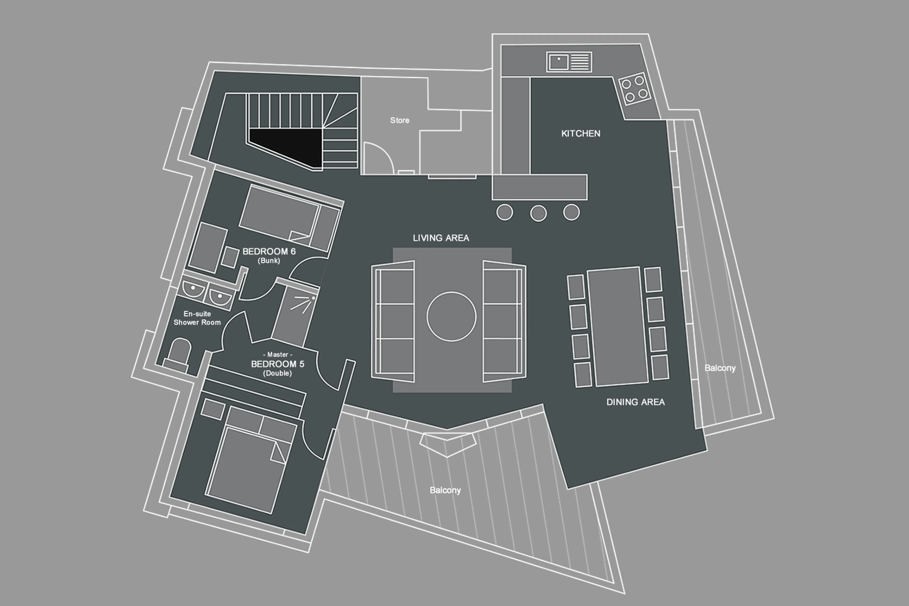 Level 2 floor plan of Chalet Genepi in Morzine