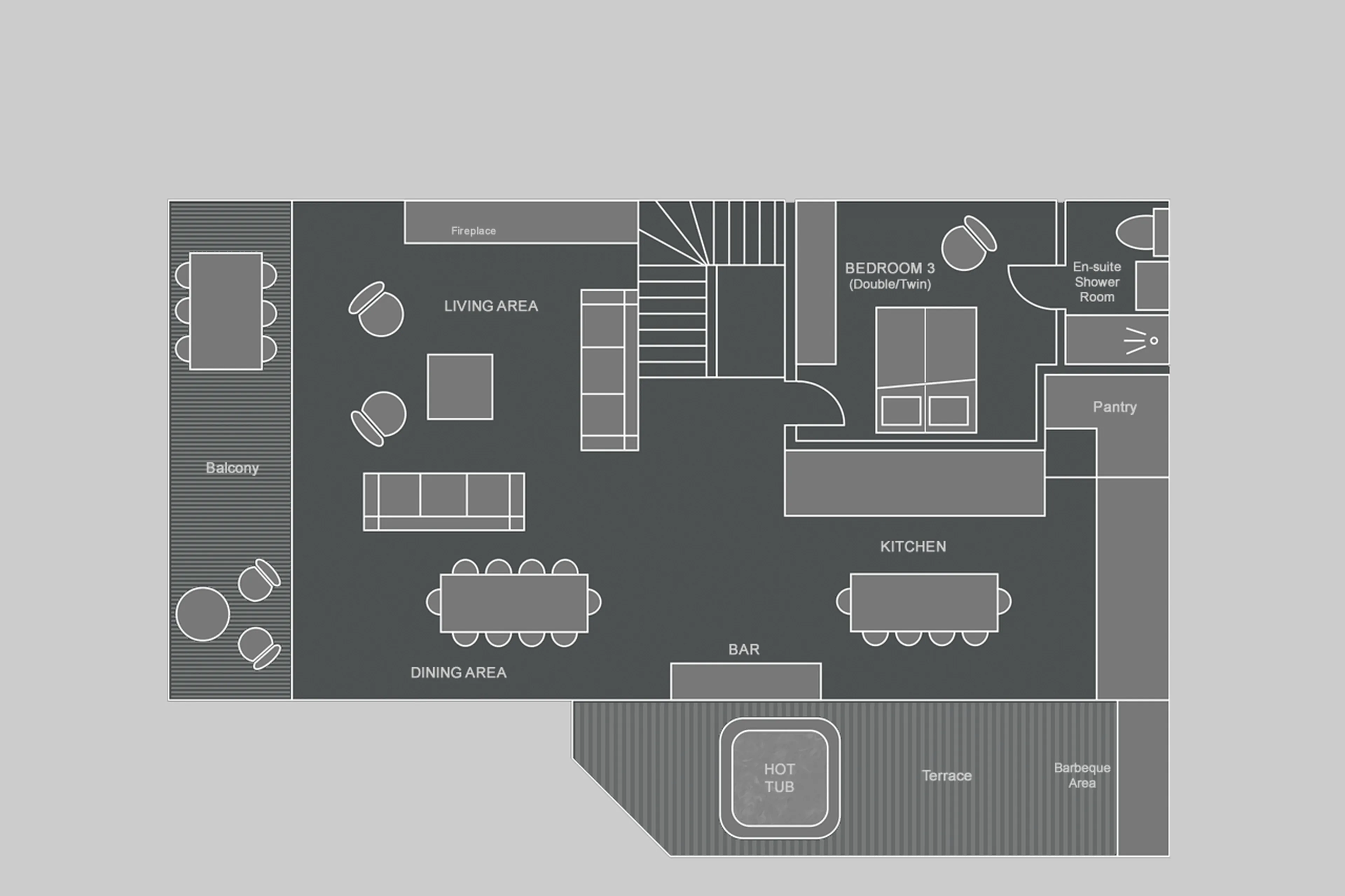 Level 2 floor plan of Chalet Genevieve in Morzine