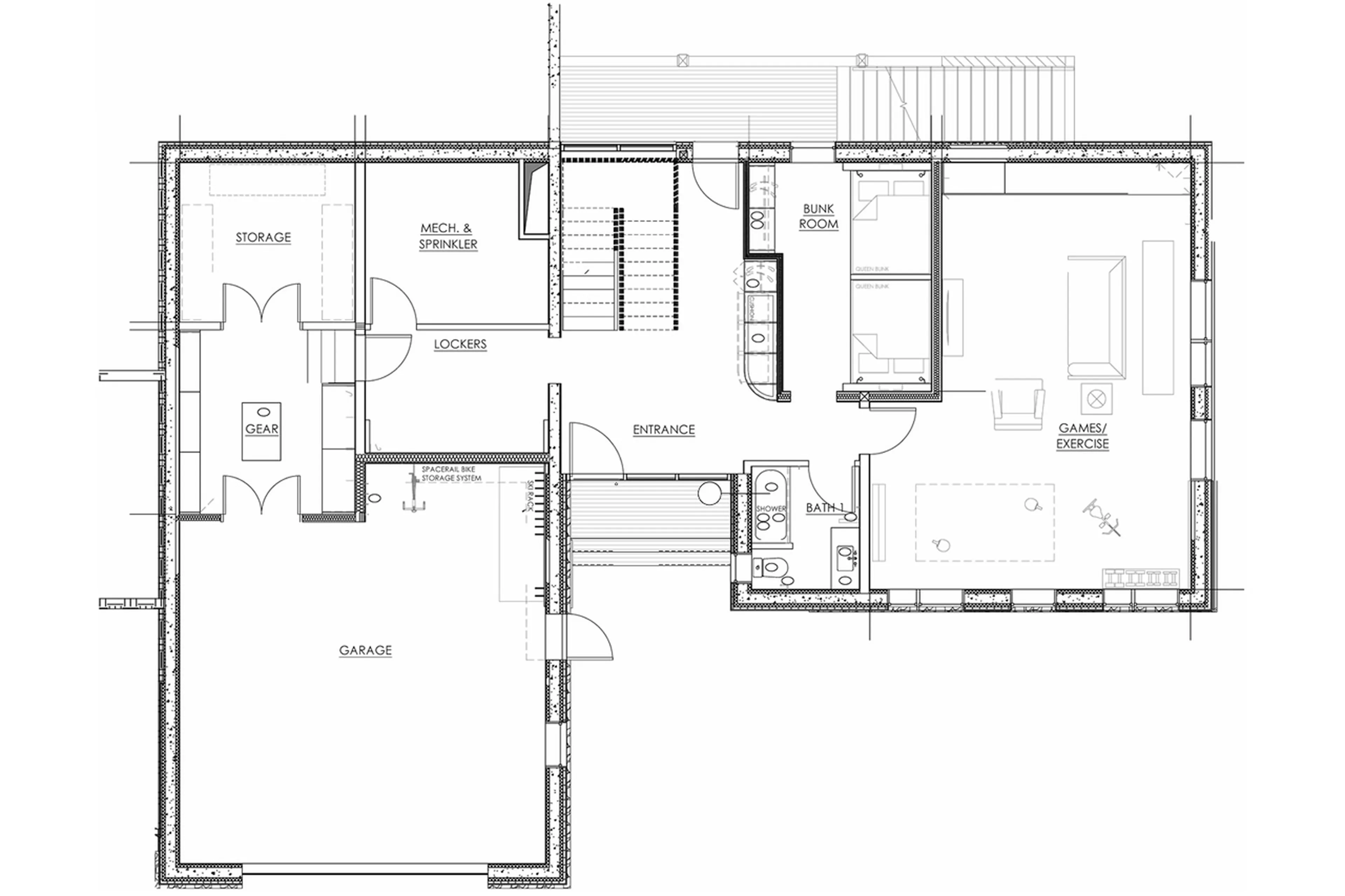Lower level floor plan on Chalet Ghost Peak in Revelstoke