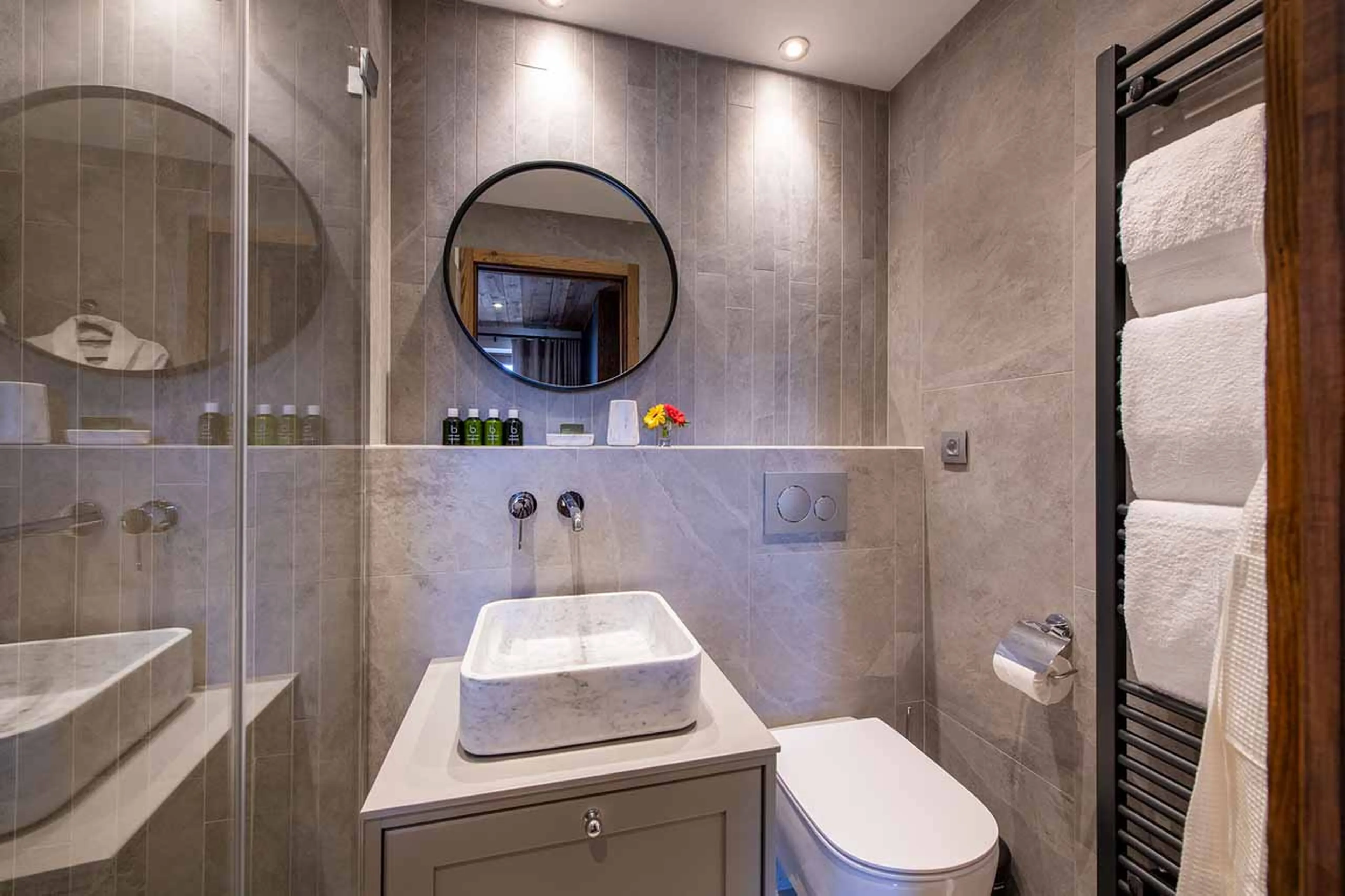 Shower room at Chalet Goldilocks in Morzine