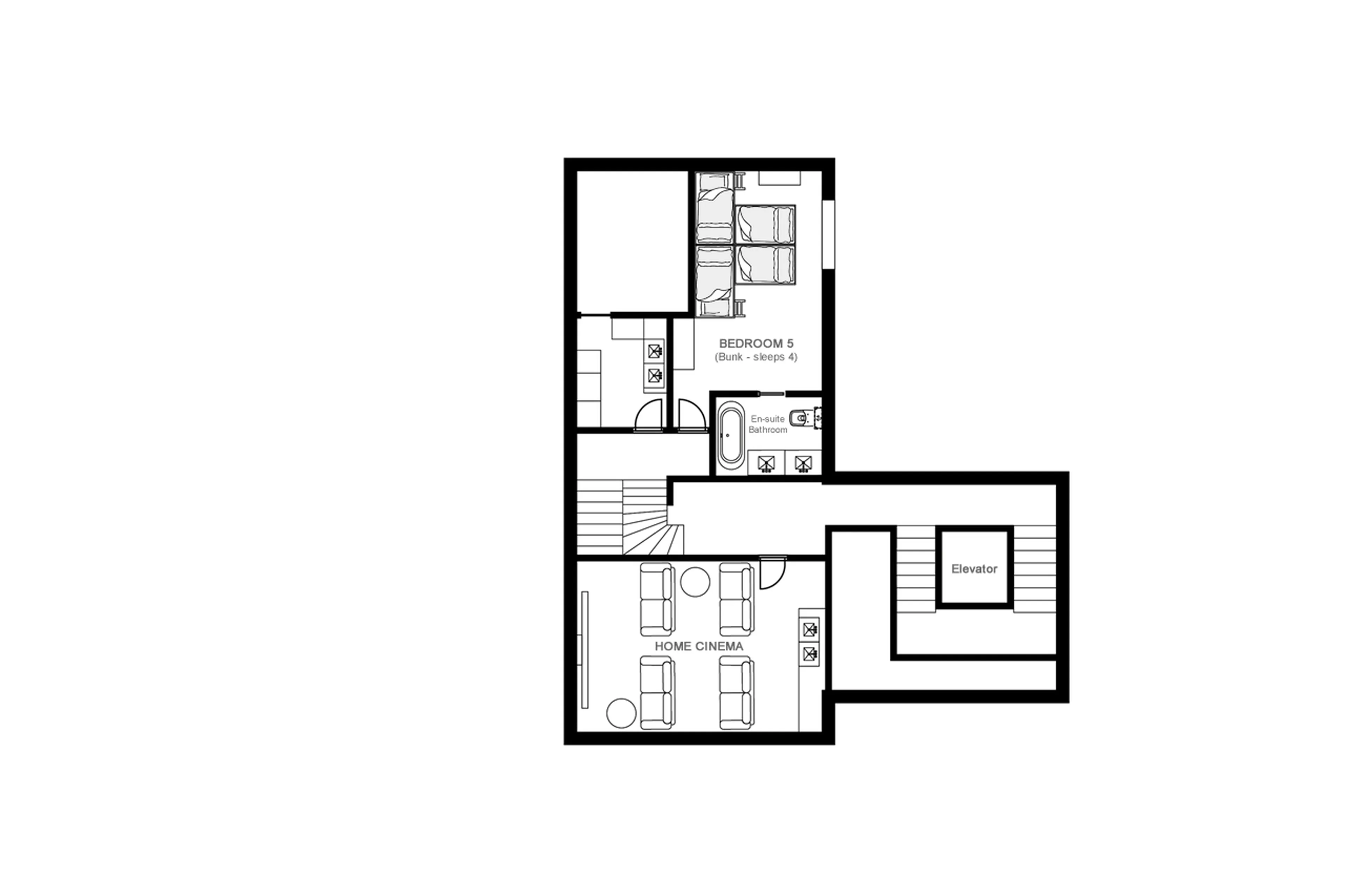 Level 1 floor plan of Chalet Goldilocks in Morzine