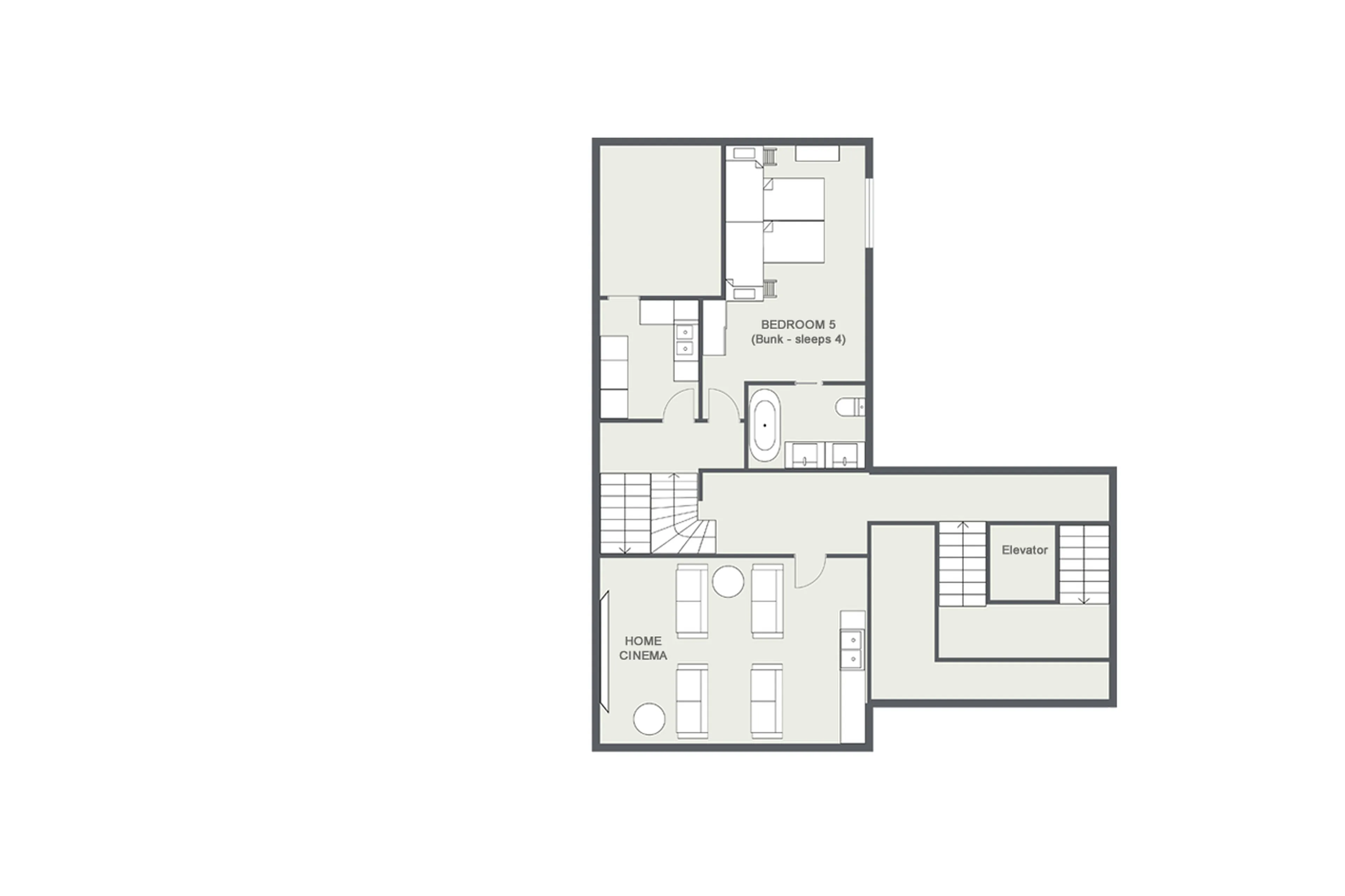 Level 1 floor plan of Chalet Goldilocks in Morzine